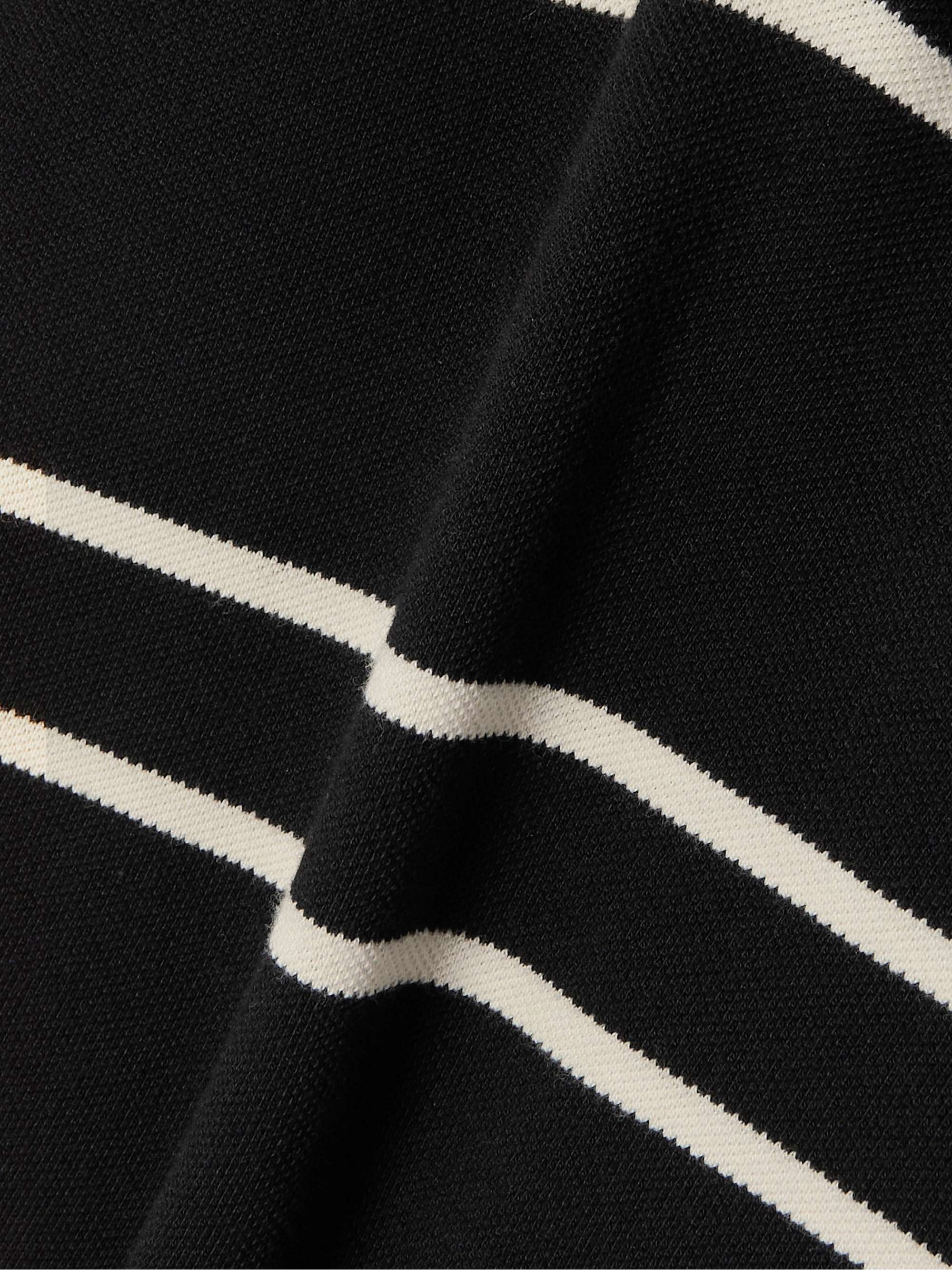 Striped cropped cotton-piqué polo shirt view