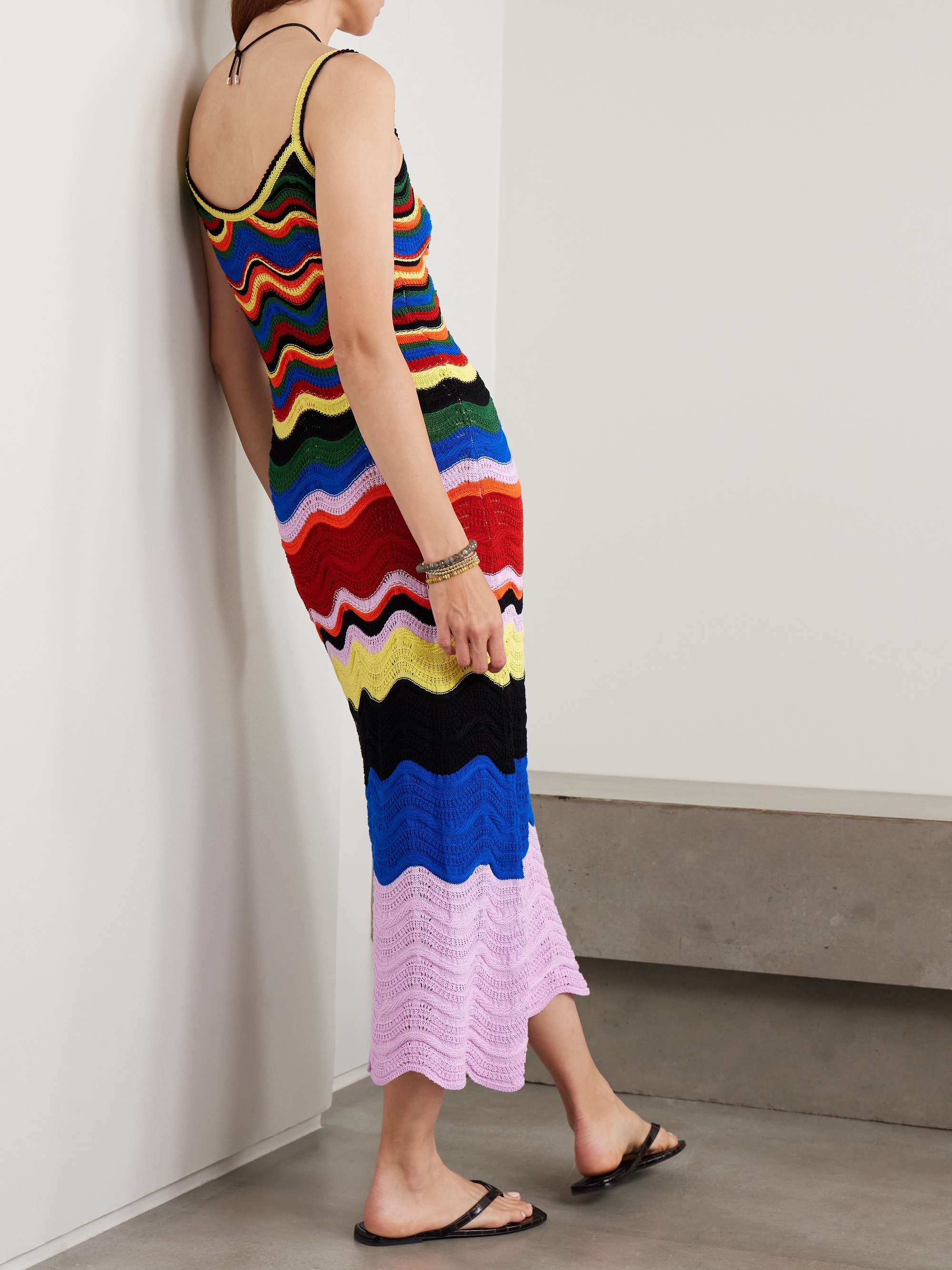 Striped crocheted cotton maxi dress view