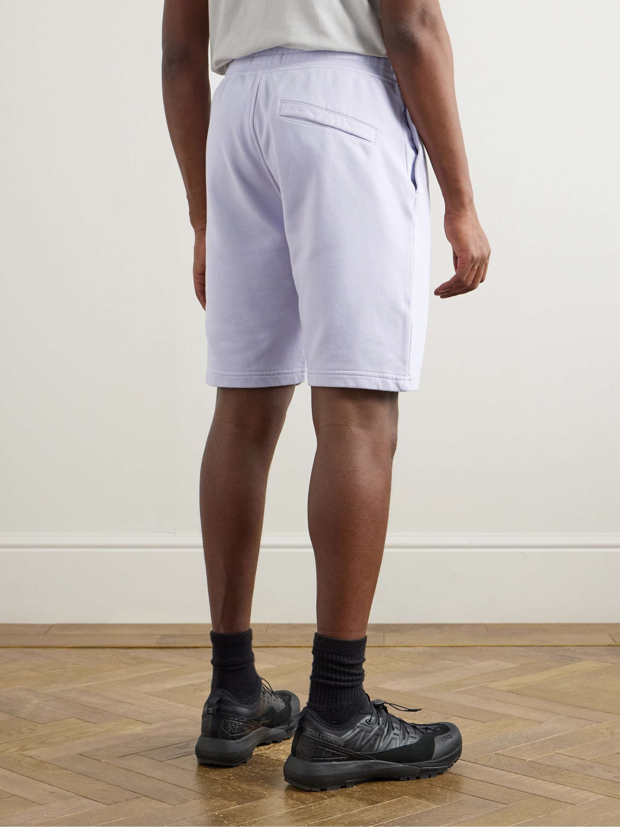 Straight-Leg Logo-Appliquéd Garment-Dyed Cotton-Jersey Drawstring Shorts view