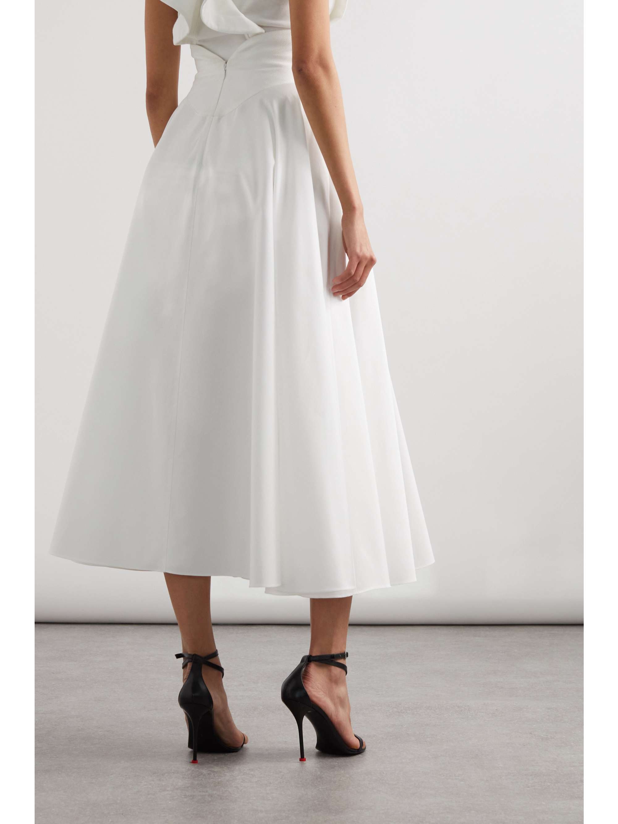 Pleated cotton-poplin midi skirt view