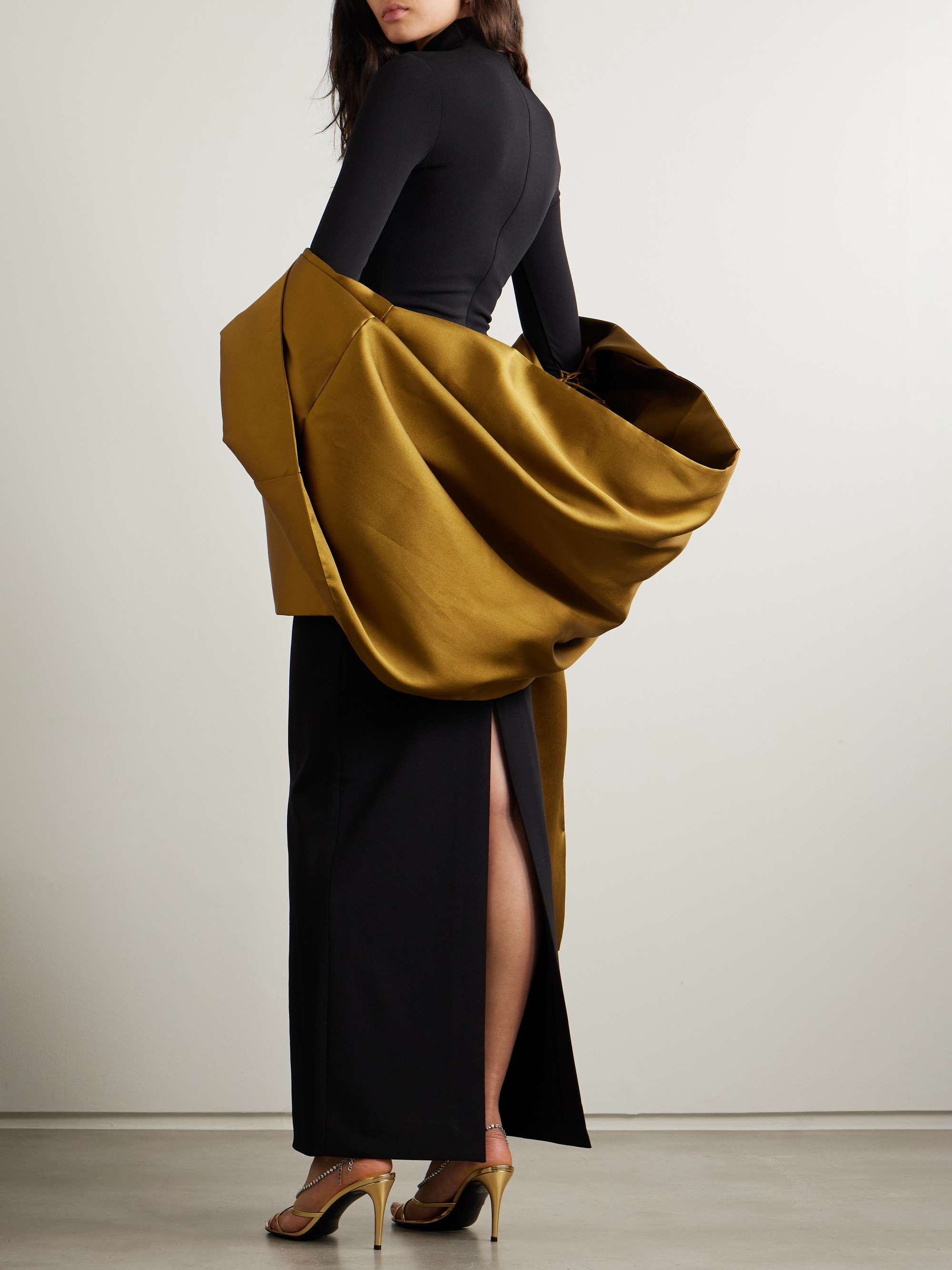 Lyana draped satin-twill and stretch-crepe maxi dress view