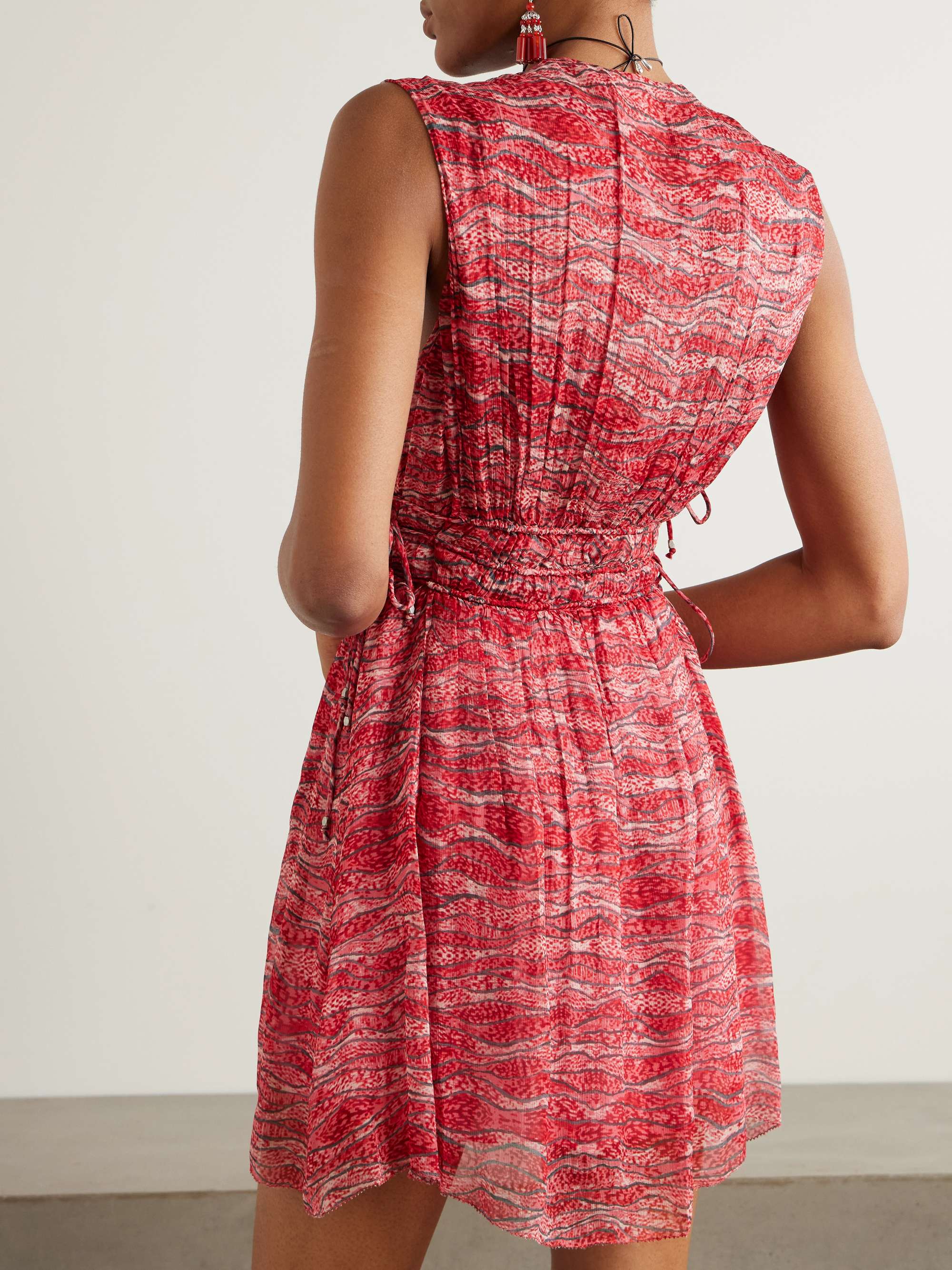 Anawa tie-detailed gathered printed crepon mini dress view