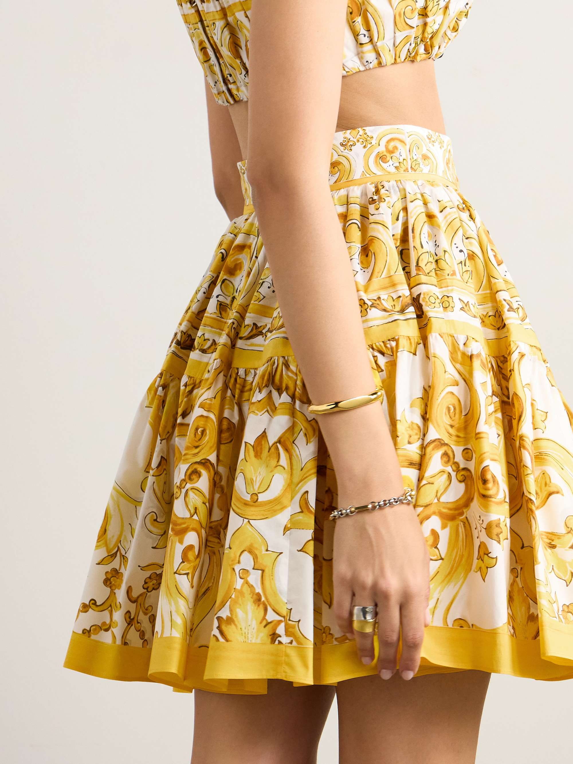 Maiolica pleated printed cotton-poplin mini skirt view