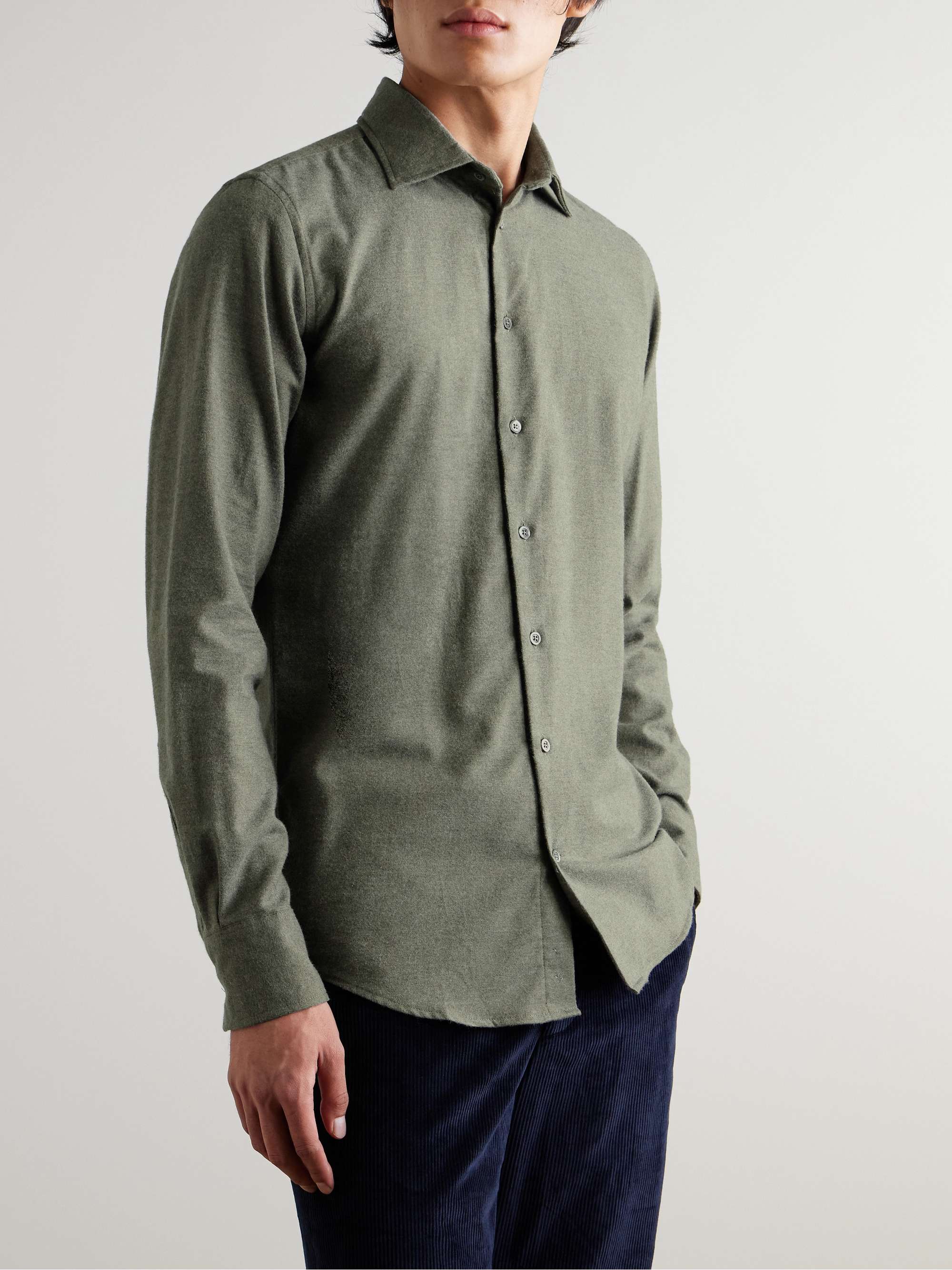 Cotton and Cashmere-Blend Flannel Shirt view