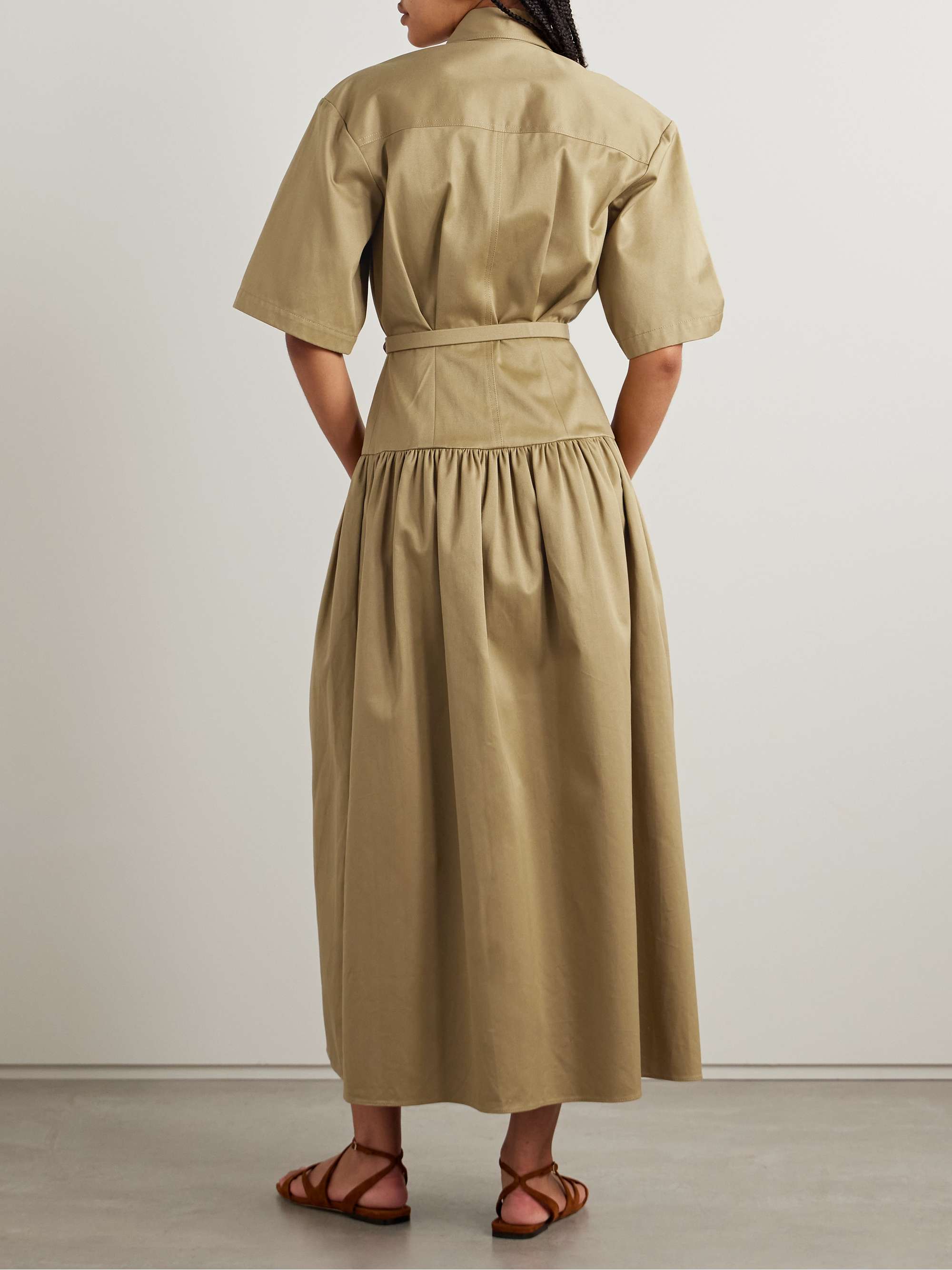 Edie belted cotton-twill midi shirt dress view