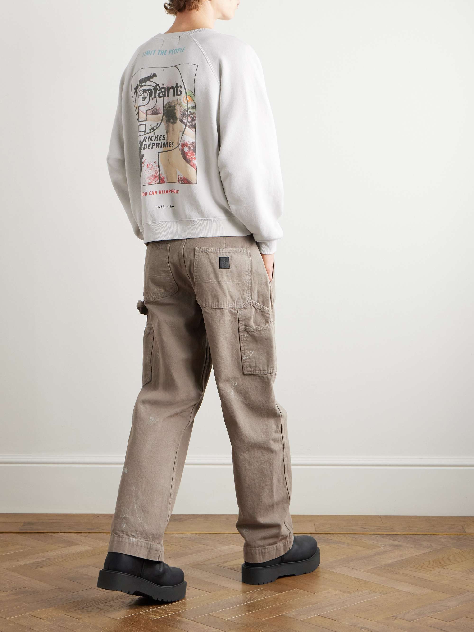 Thrilling Cropped Printed Cotton-Jersey Sweatshirt view