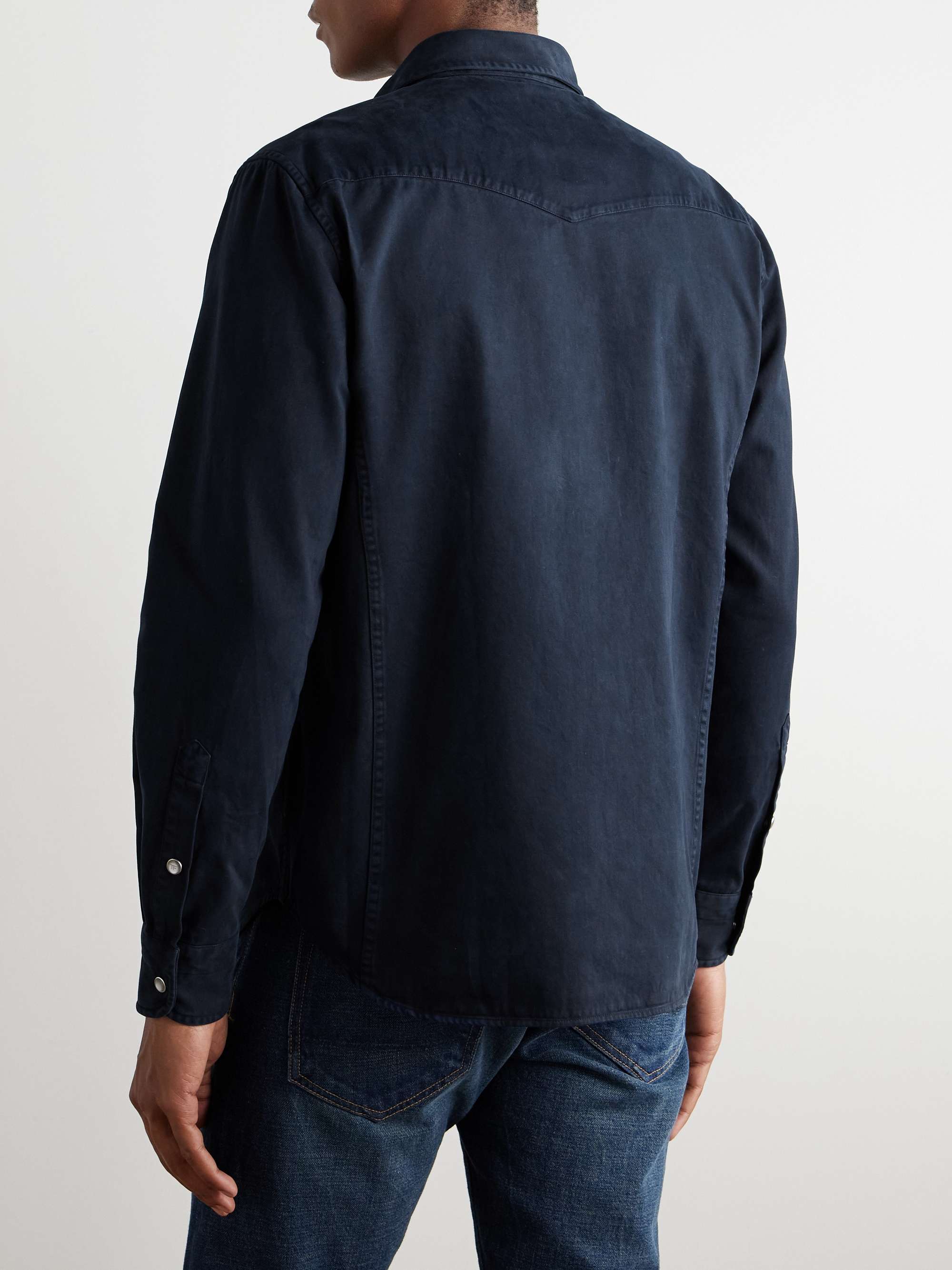 Slim-Fit Garment-Dyed Cotton-Twill Western Shirt view