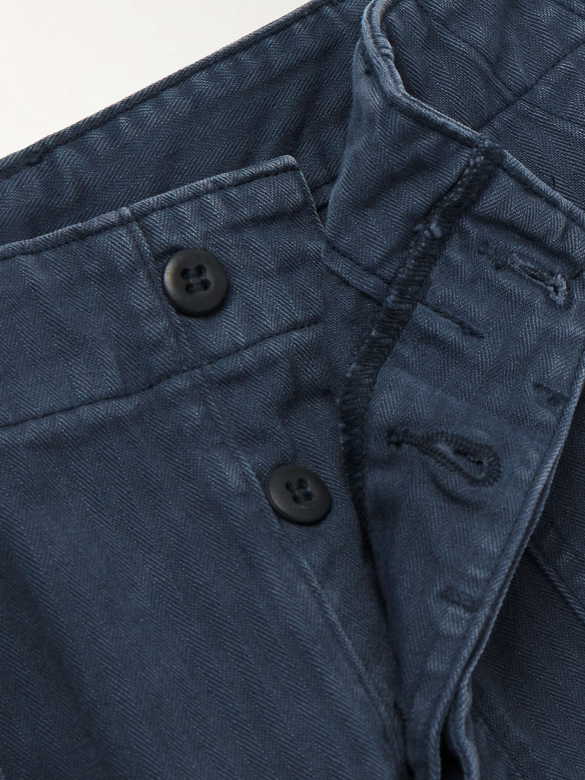 Straight-Leg Herringbone Cotton Trousers view