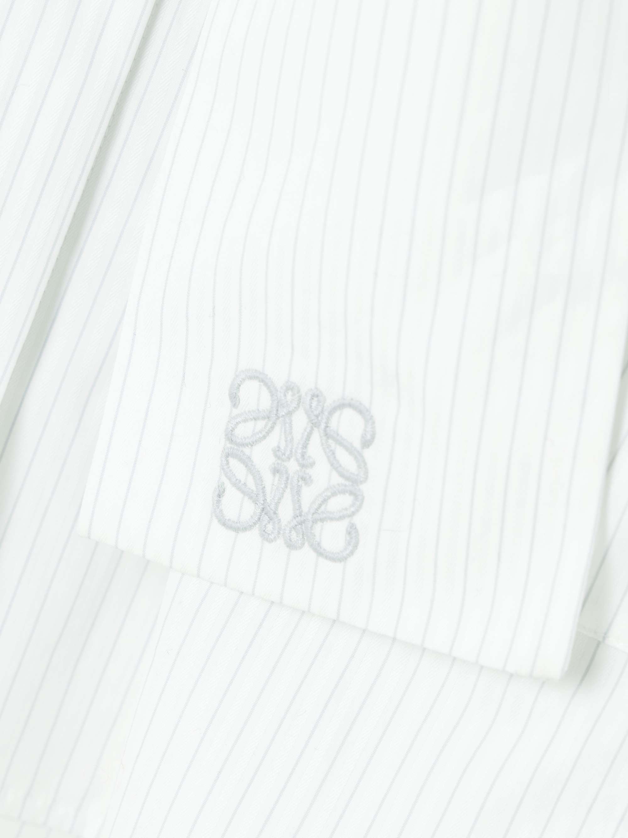 Belted embroidered pinstriped cotton-poplin shirt view