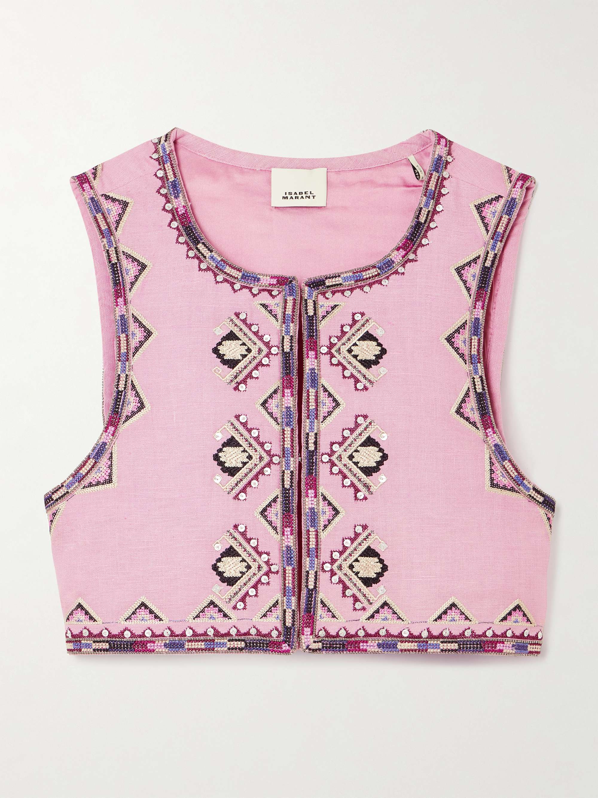 Zaori cropped embellished embroidered silk-gauze vest hero visual