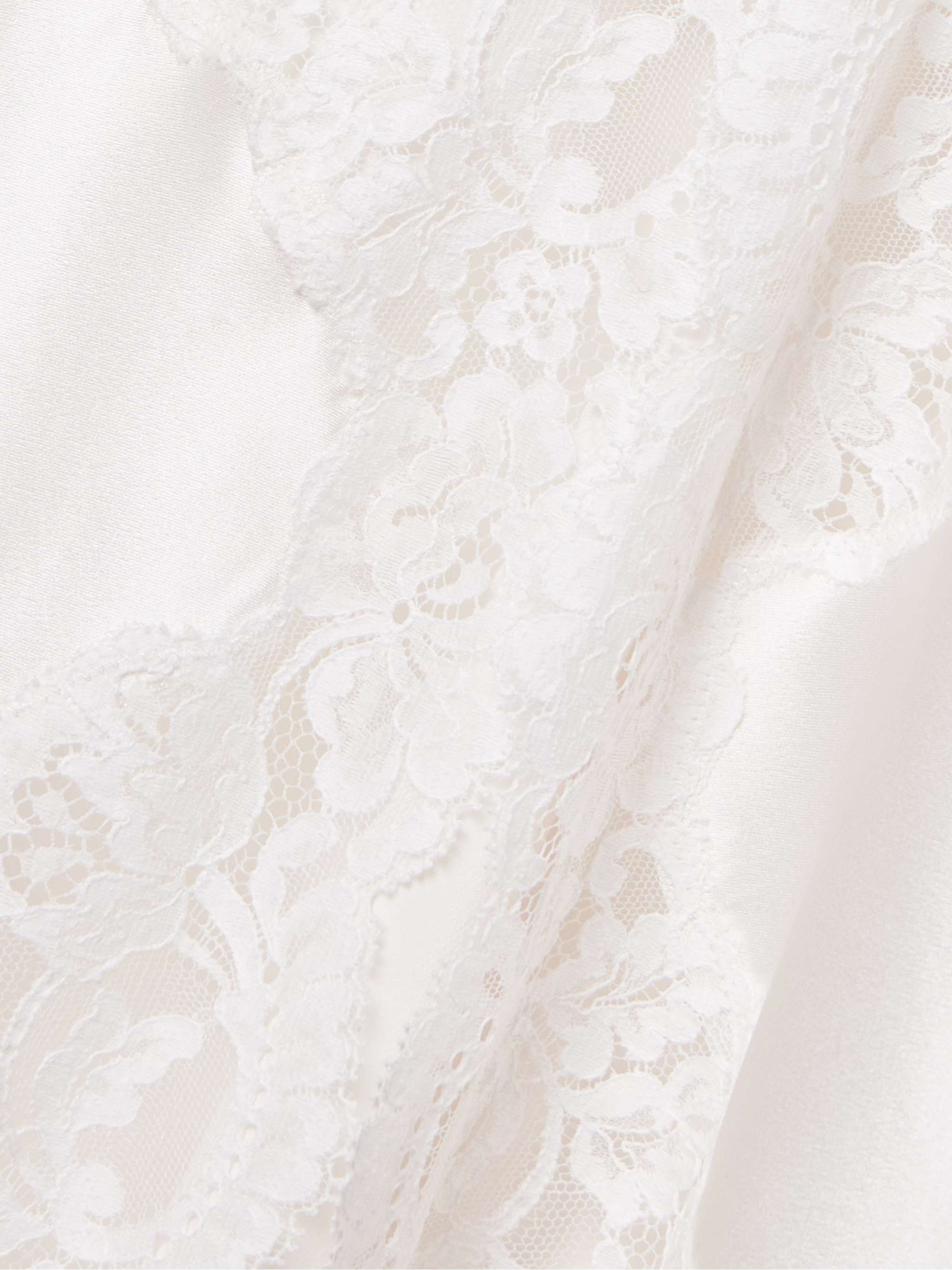 Embellished lace-trimmed silk-satin midi dress view