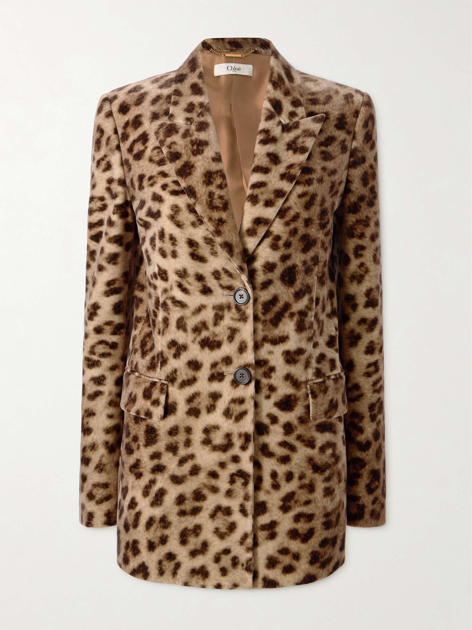 Leopard-print cotton-velvet blazer hero visual