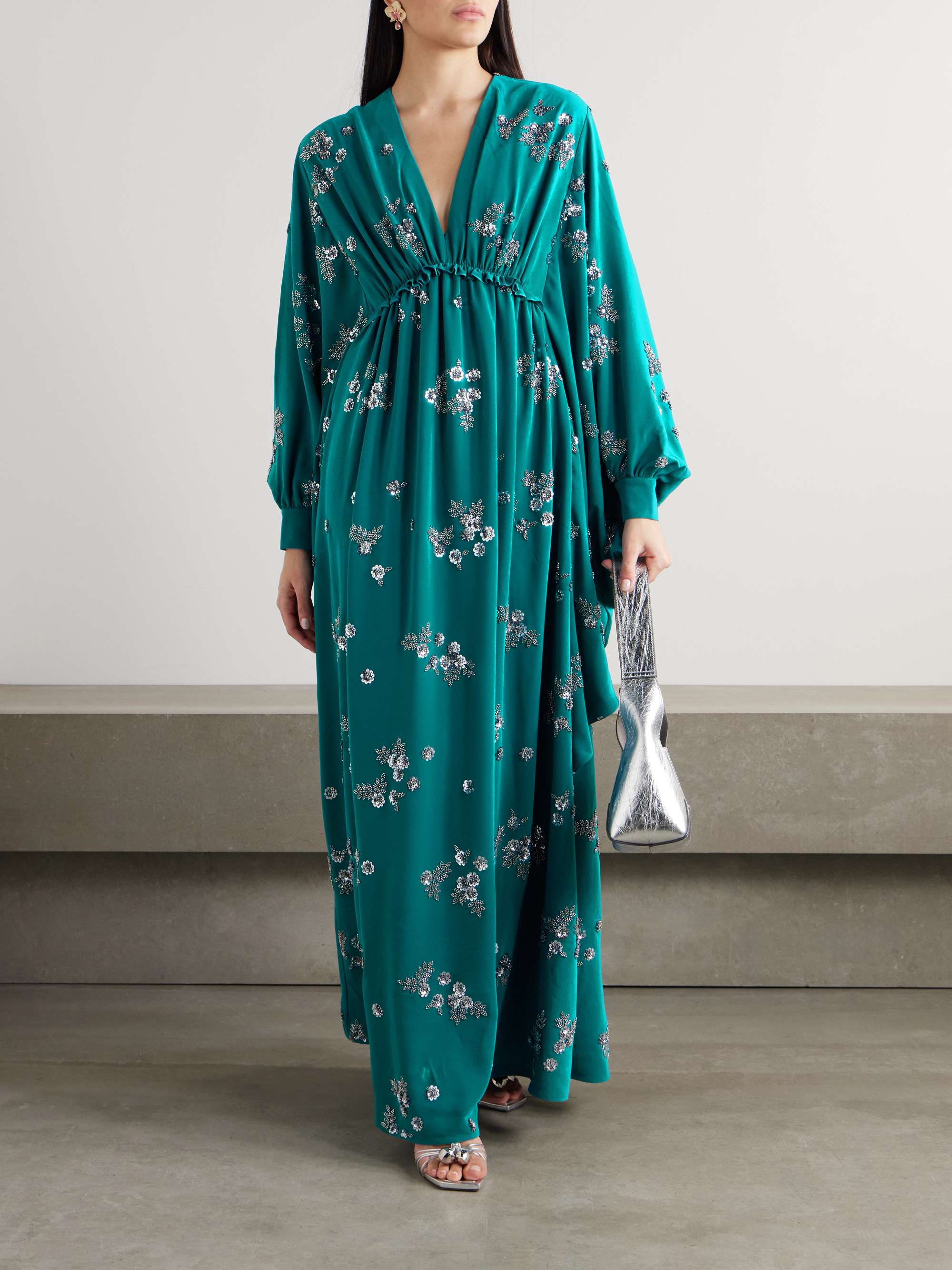 Leah embellished recycled-crepe gown view
