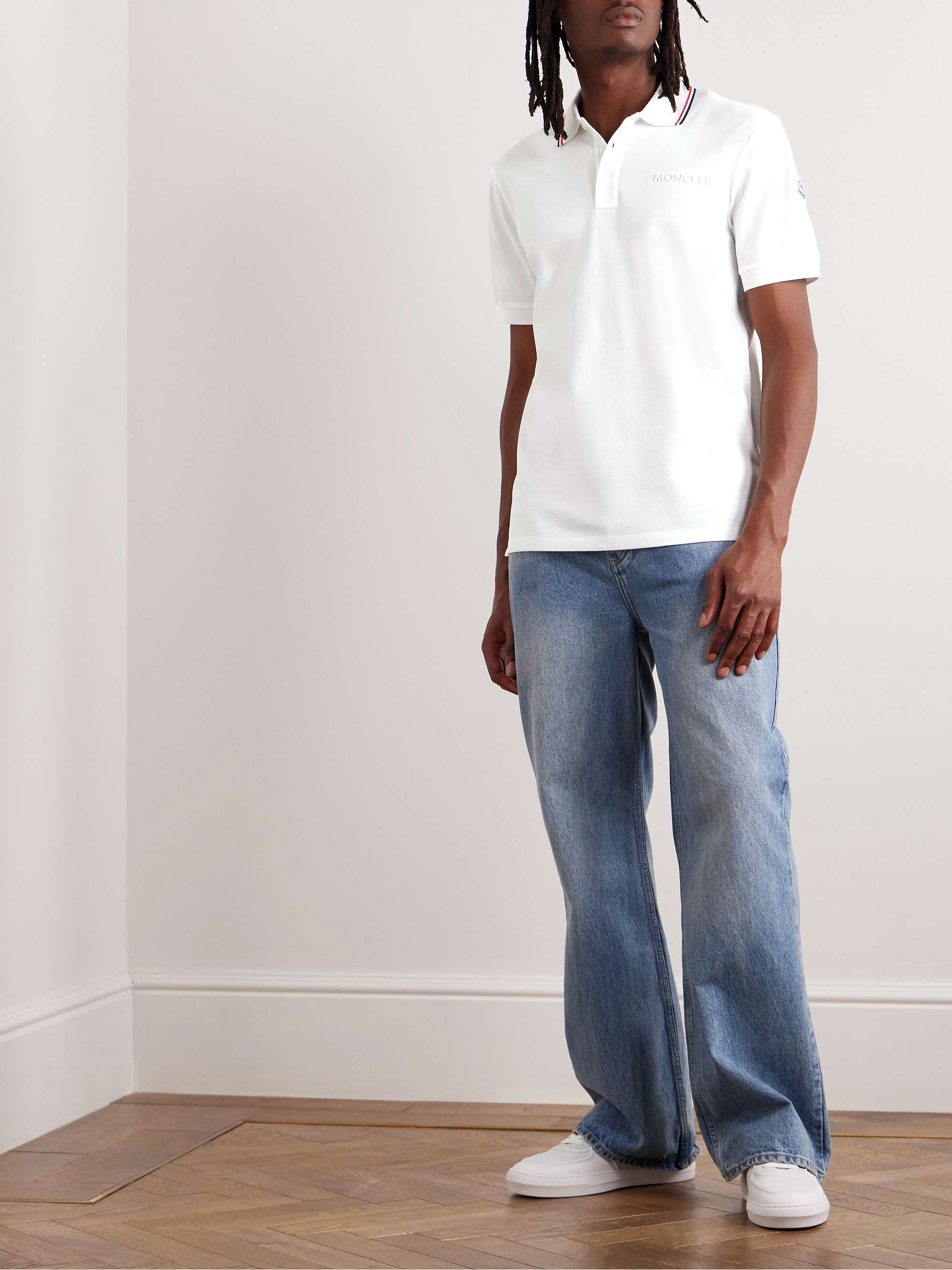Logo-Embossed Contrast-Tipped Cotton-Piqué Polo Shirt view