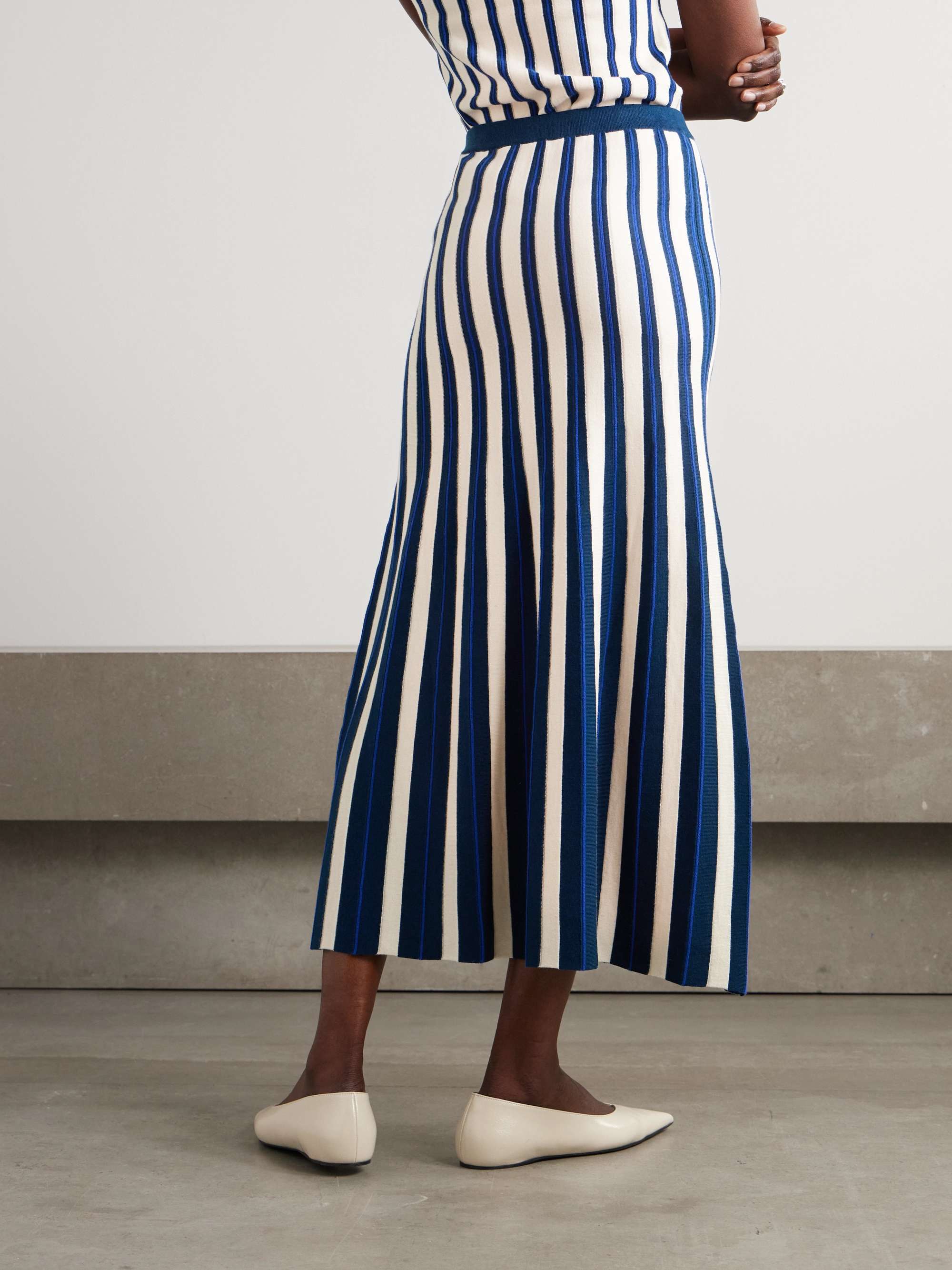 Manglar striped knitted organic cotton midi skirt view