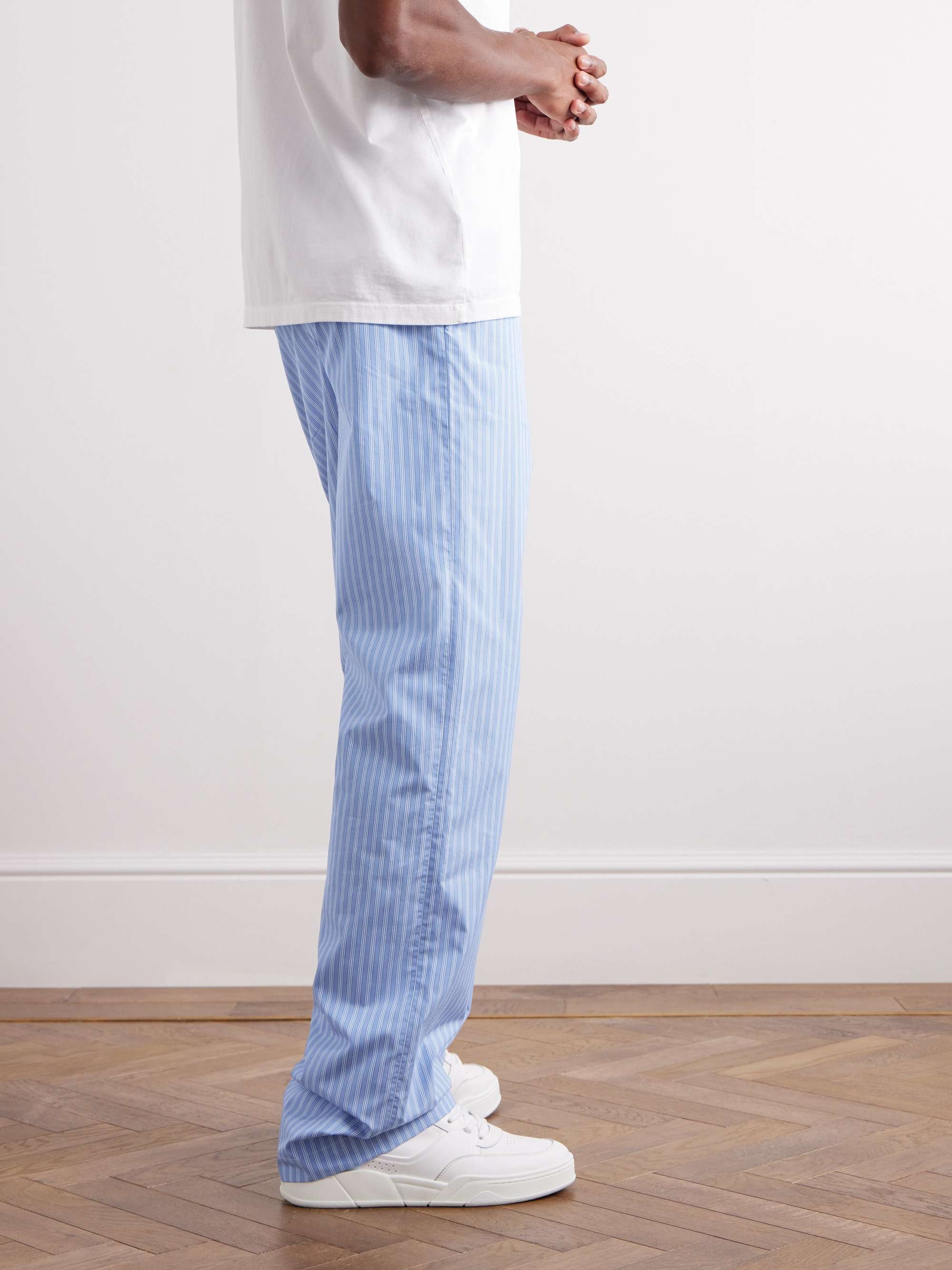 Straight-Leg Striped Cotton-Poplin Pyjama Trousers view