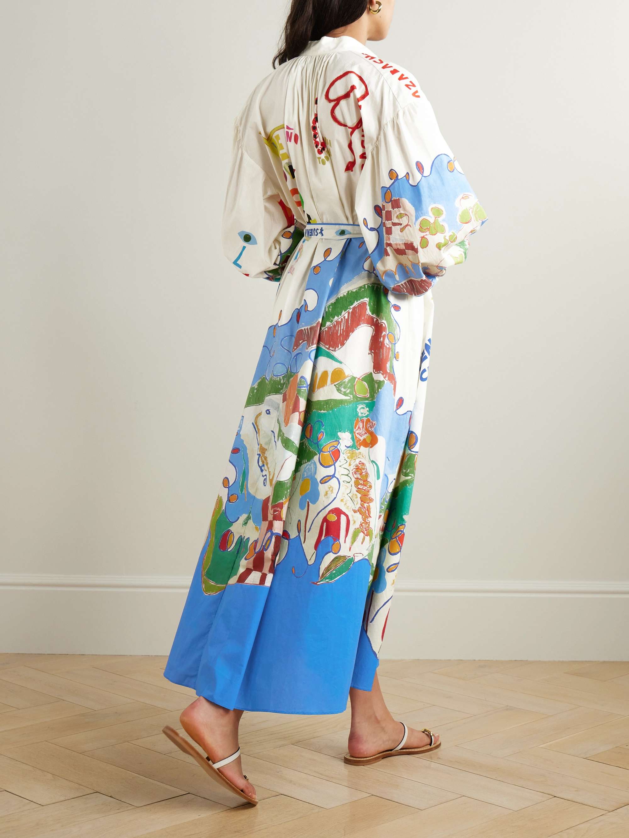 + Nadia Hernández belted printed organic cotton shirt dress view