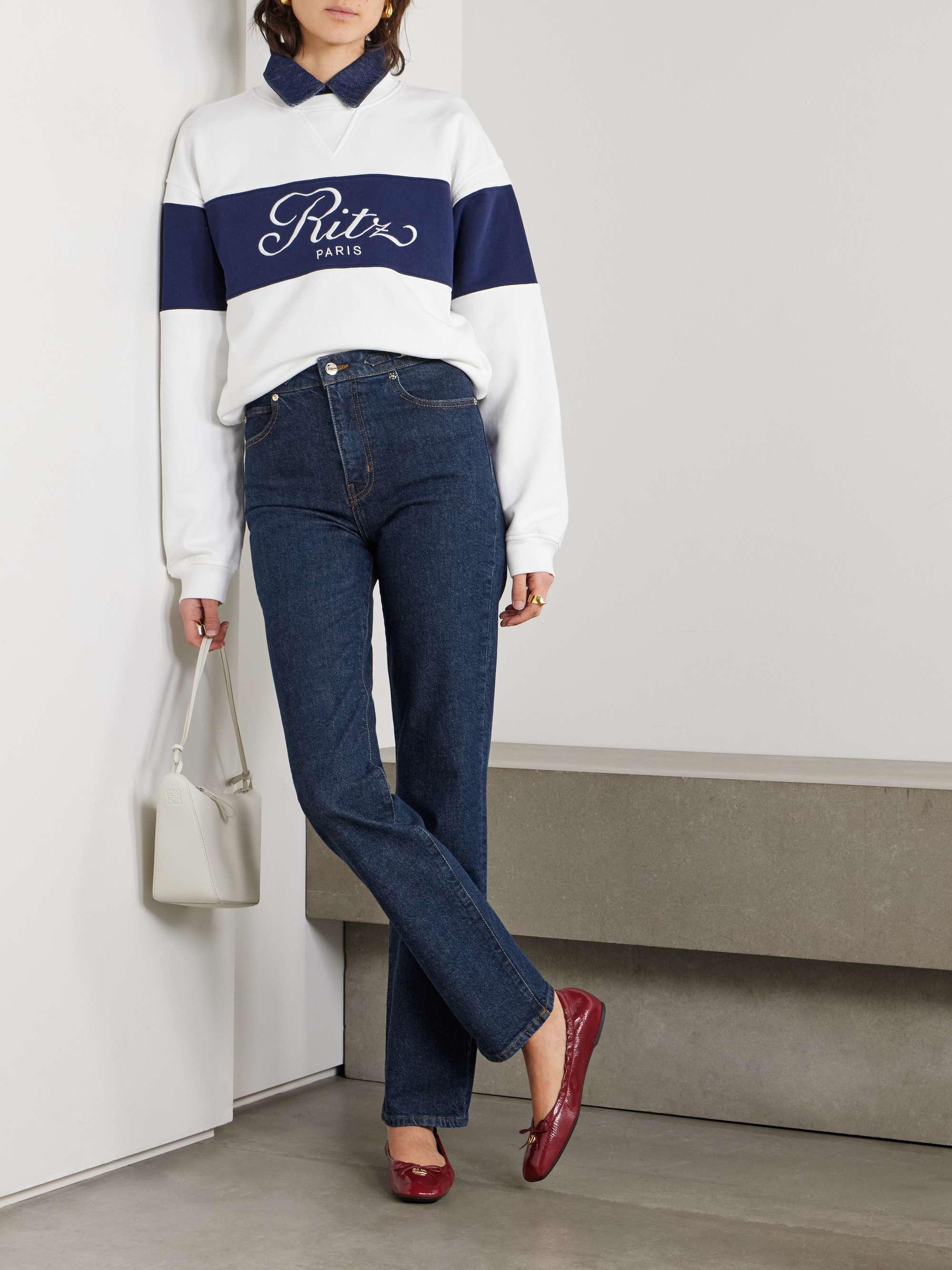 + Ritz Paris The Ruler embellished high-rise straight-leg jeans view