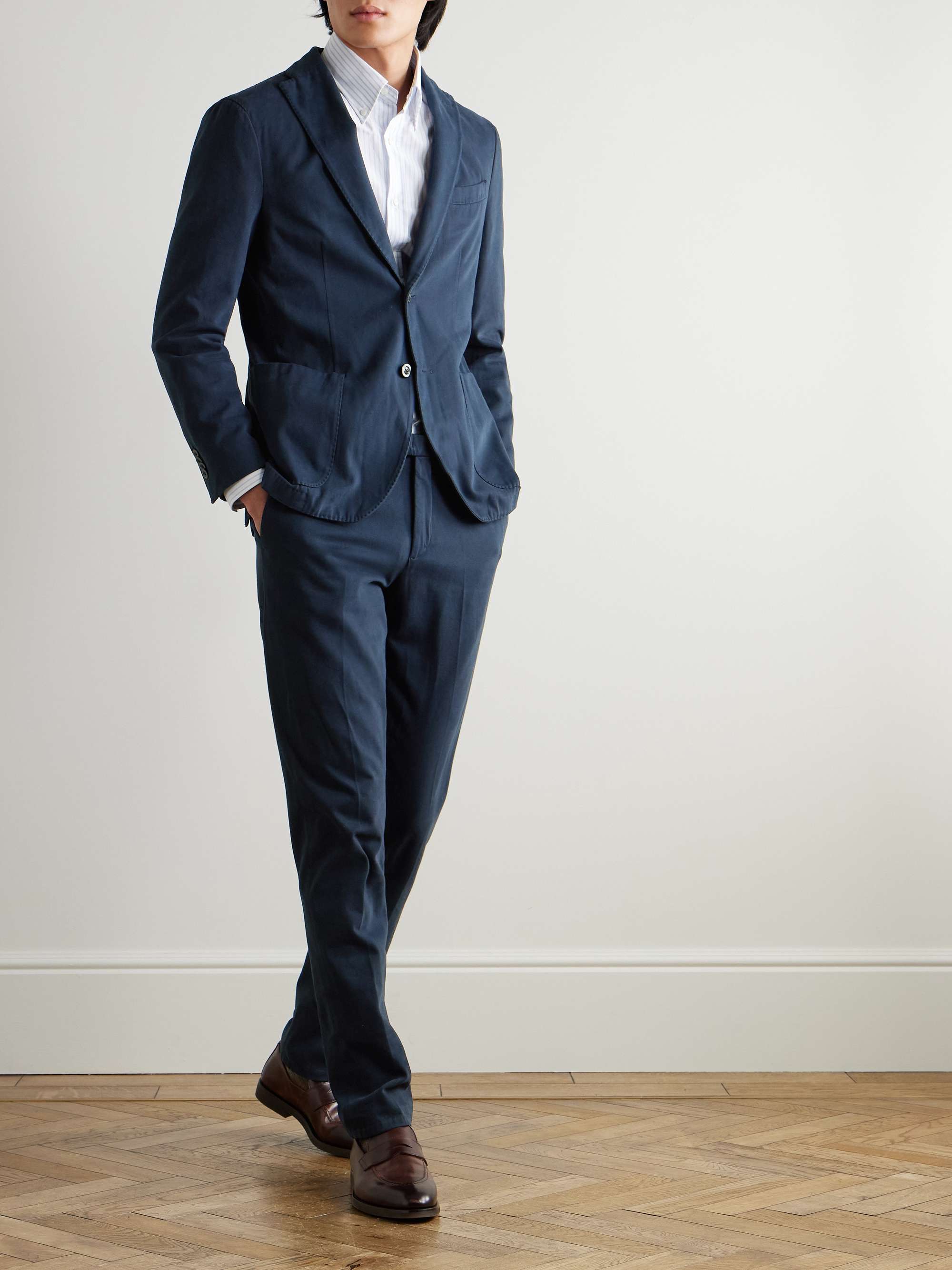 Straight-Leg Cotton-Blend Twill Trousers view