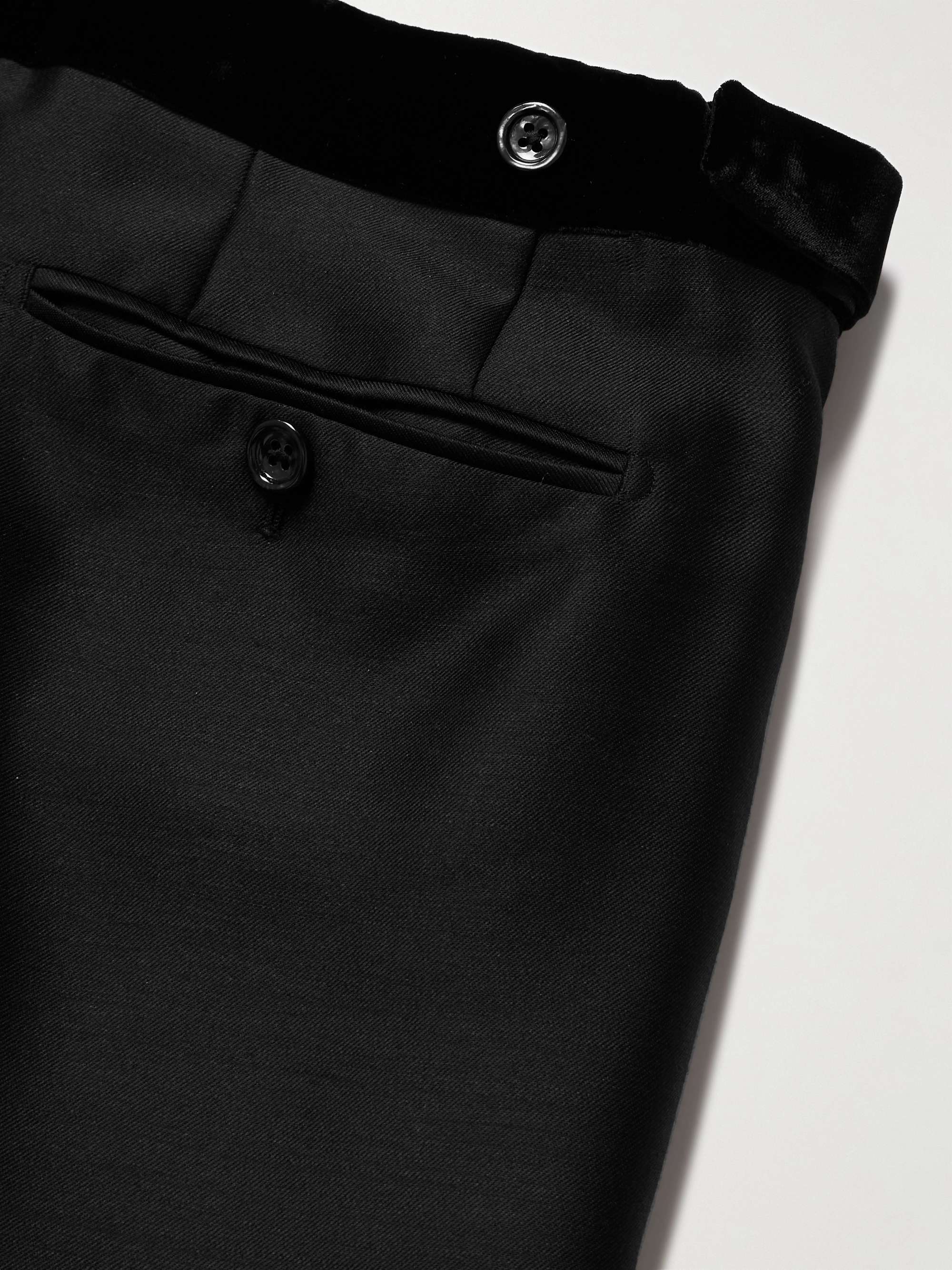 Straight-Leg Velvet-Trimmed Wool, Mohair and Silk-Blend Tuxedo Trousers view