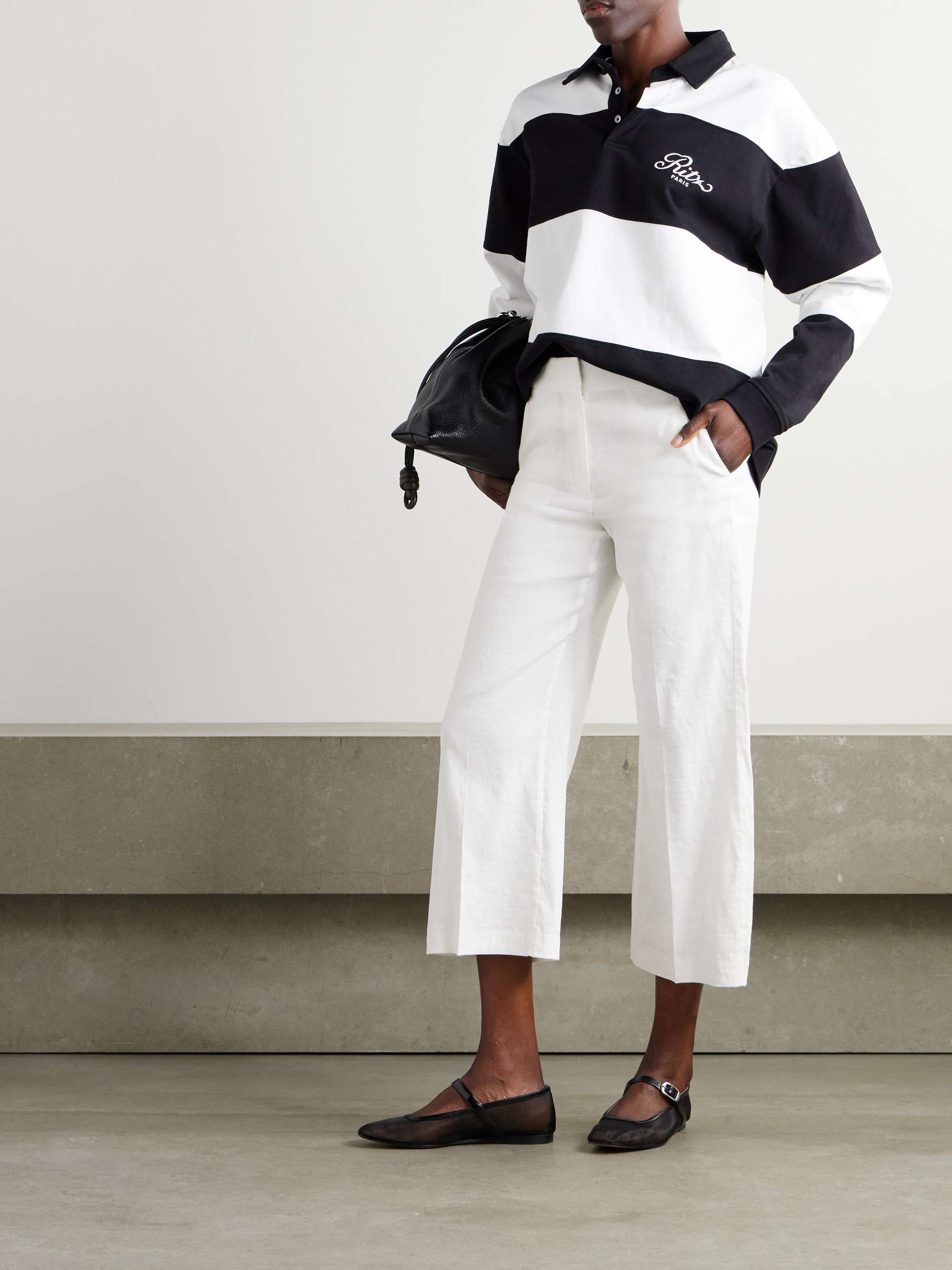 Terena cropped linen-blend wide-leg pants view