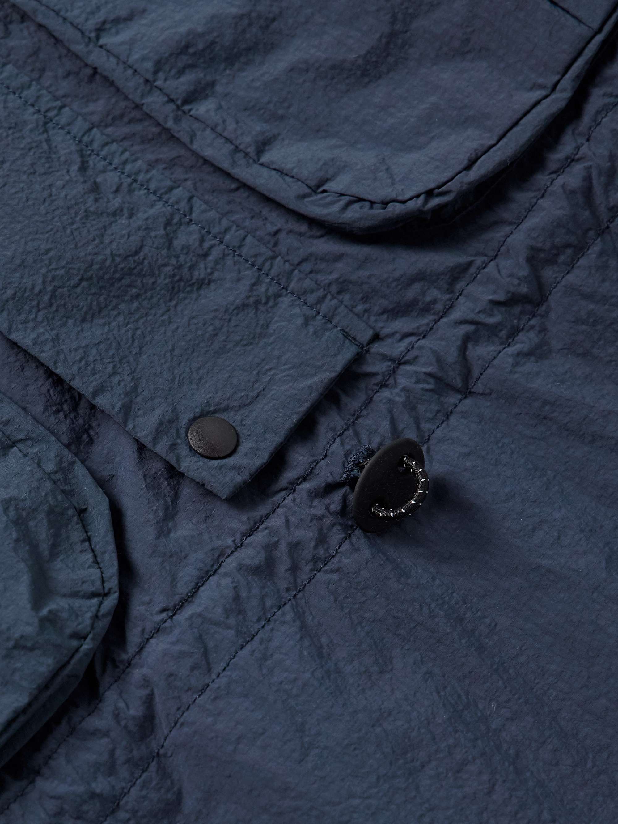 Indigo-Dyed Nylon-Seersucker Half-Zip Hooded Anorak view