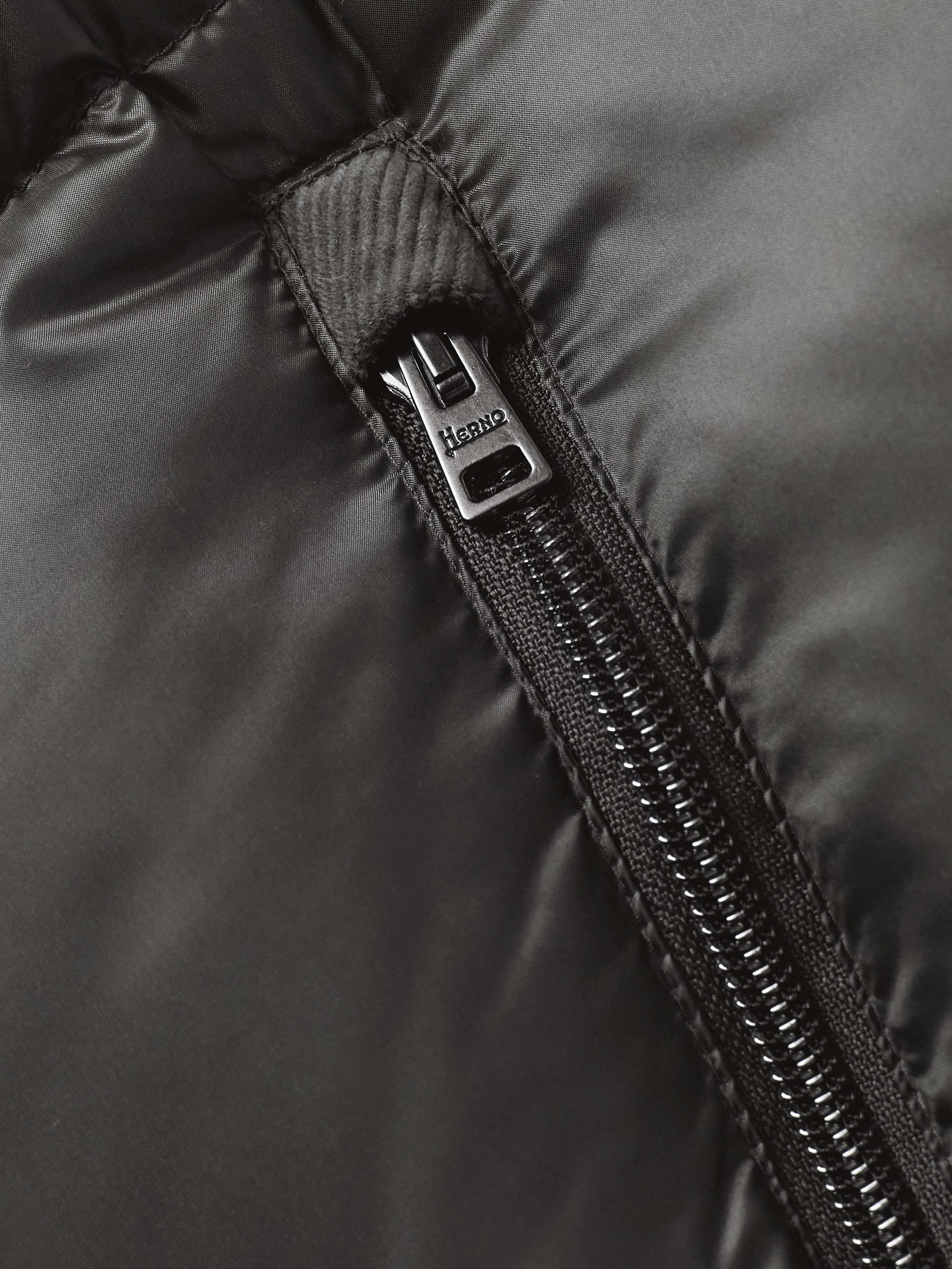 Slim-Fit Corduroy-Trimmed Quilted Shell Hooded Down Gilet view