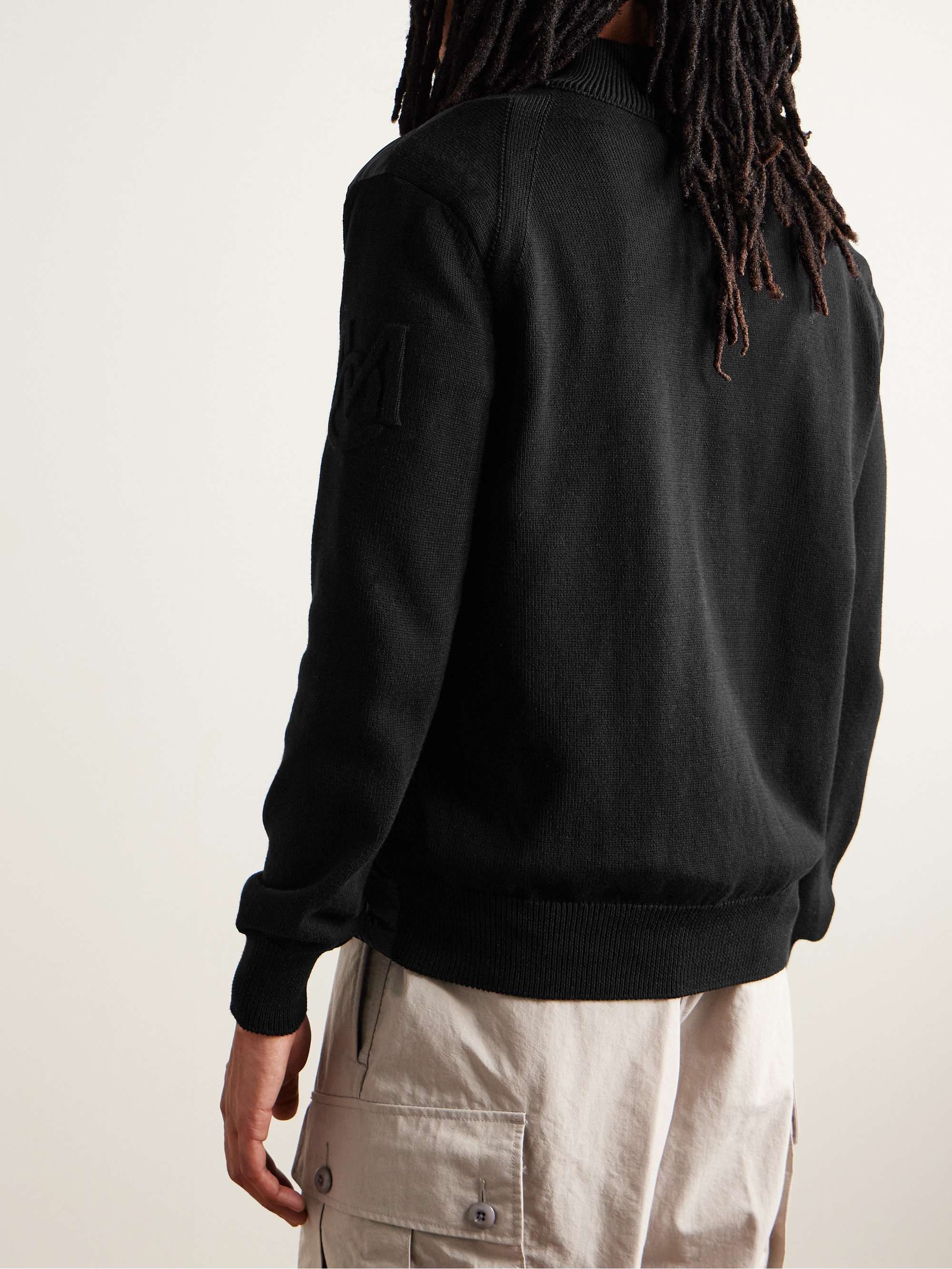 Panelled Cotton and Quilted Shell Down Zip-Up Cardigan view