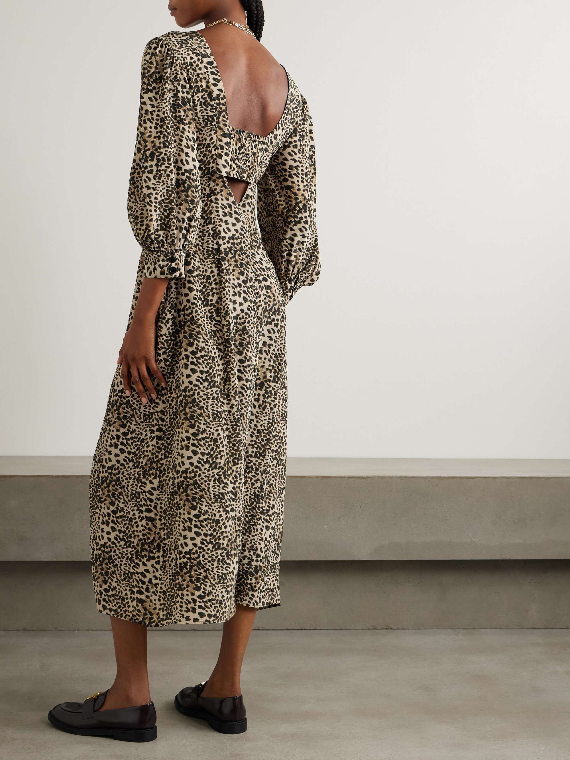 Buenadea leopard-print silk crepe de chine midi dress view