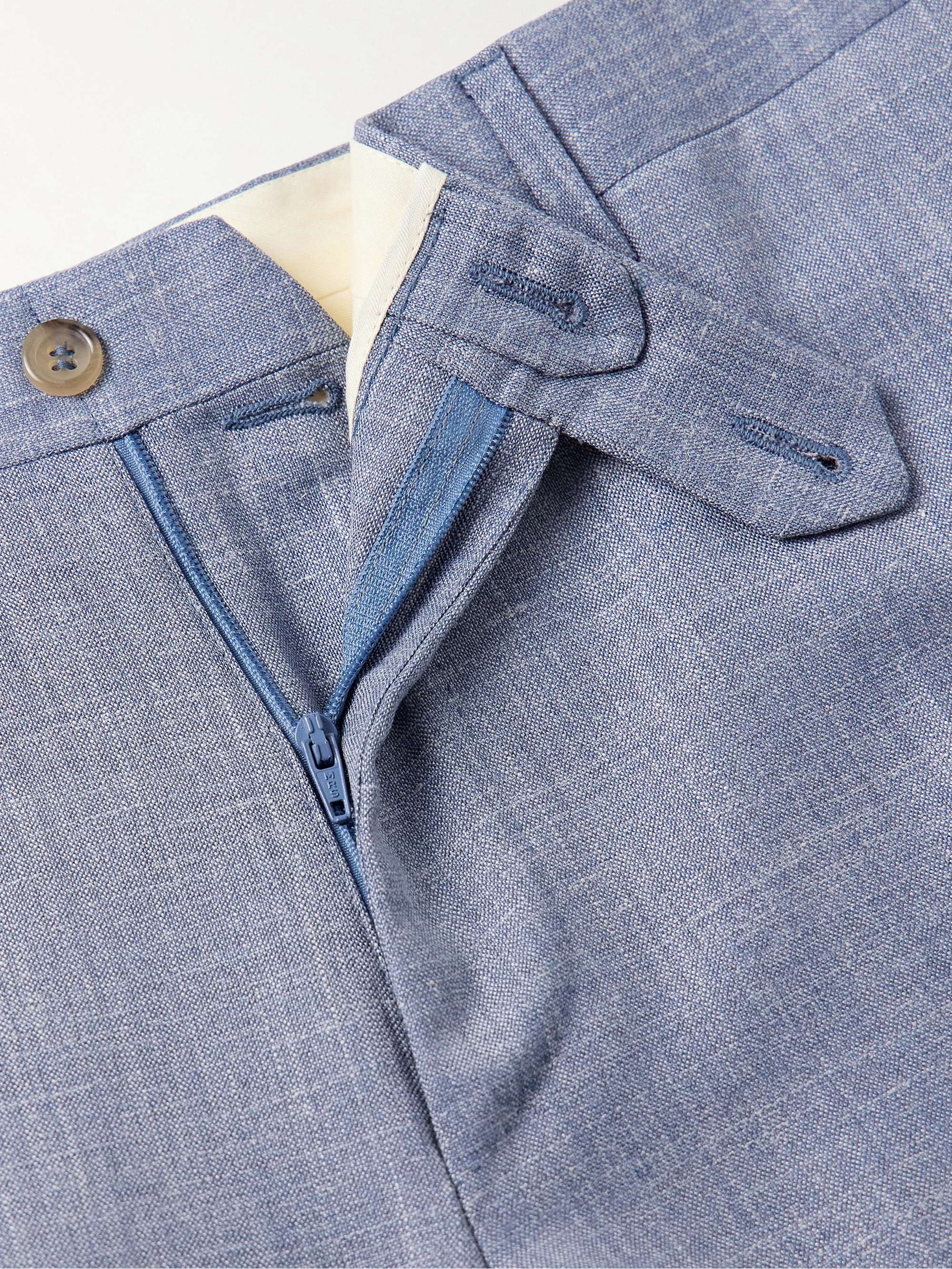 Kei Slim-Fit Straight-Leg Wool, Silk and Linen-Blend Suit Trousers view