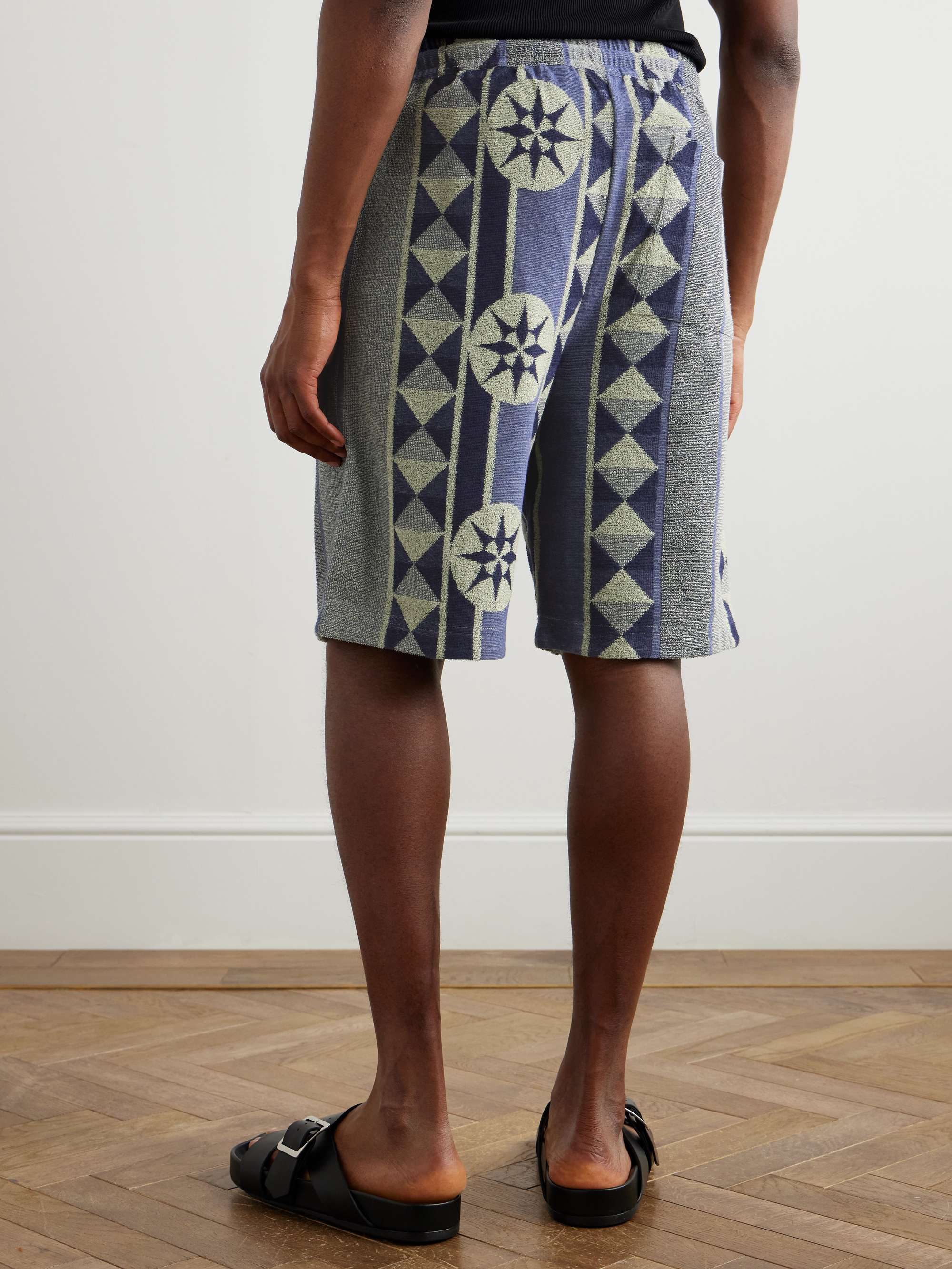 + Paula's Ibiza Wide-Leg Printed Cotton-Blend Terry-Jacquard Shorts view