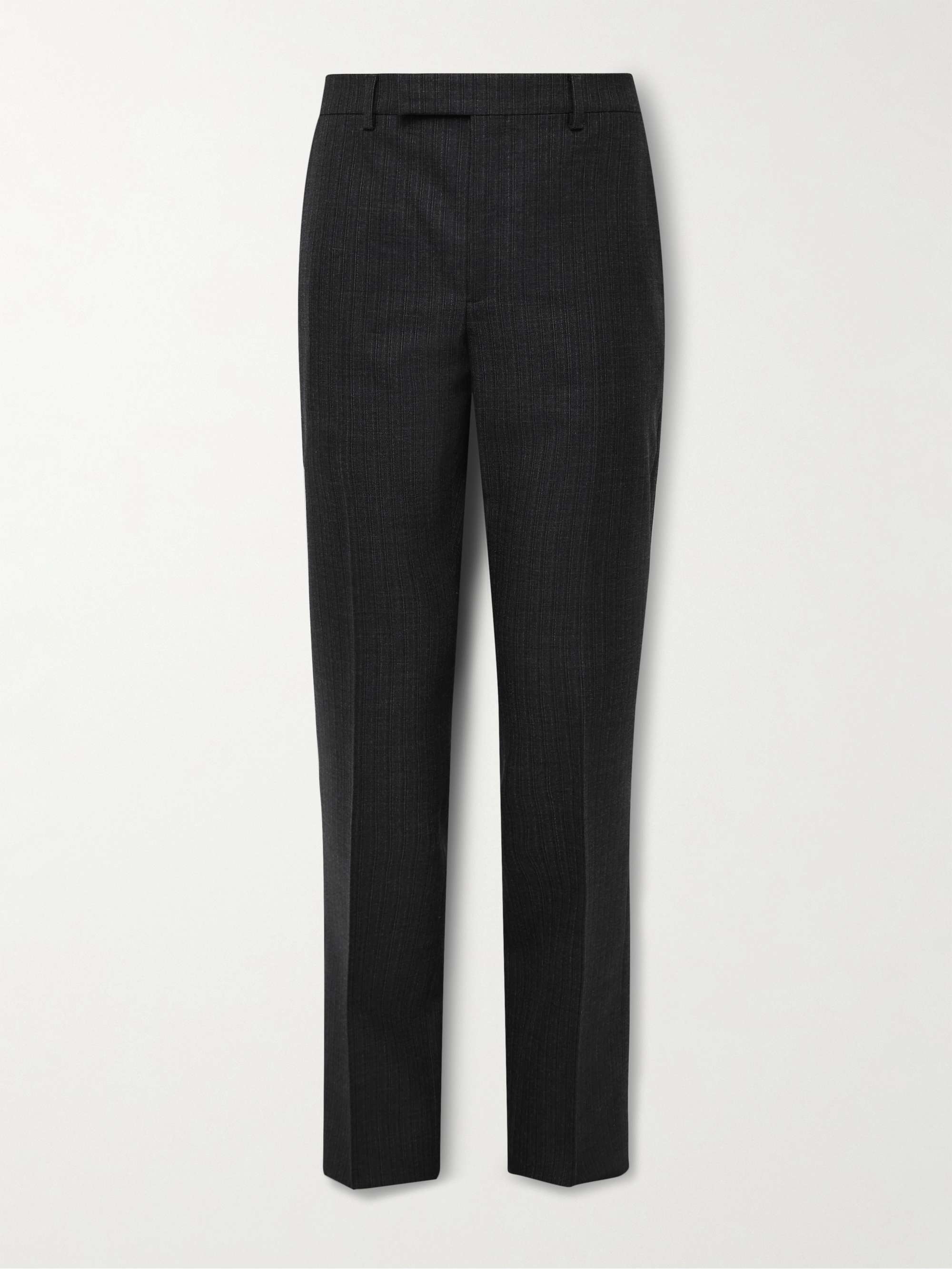 Slim-Fit Straight-Leg Striped Wool and Silk-Blend Gabardine Trousers hero visual