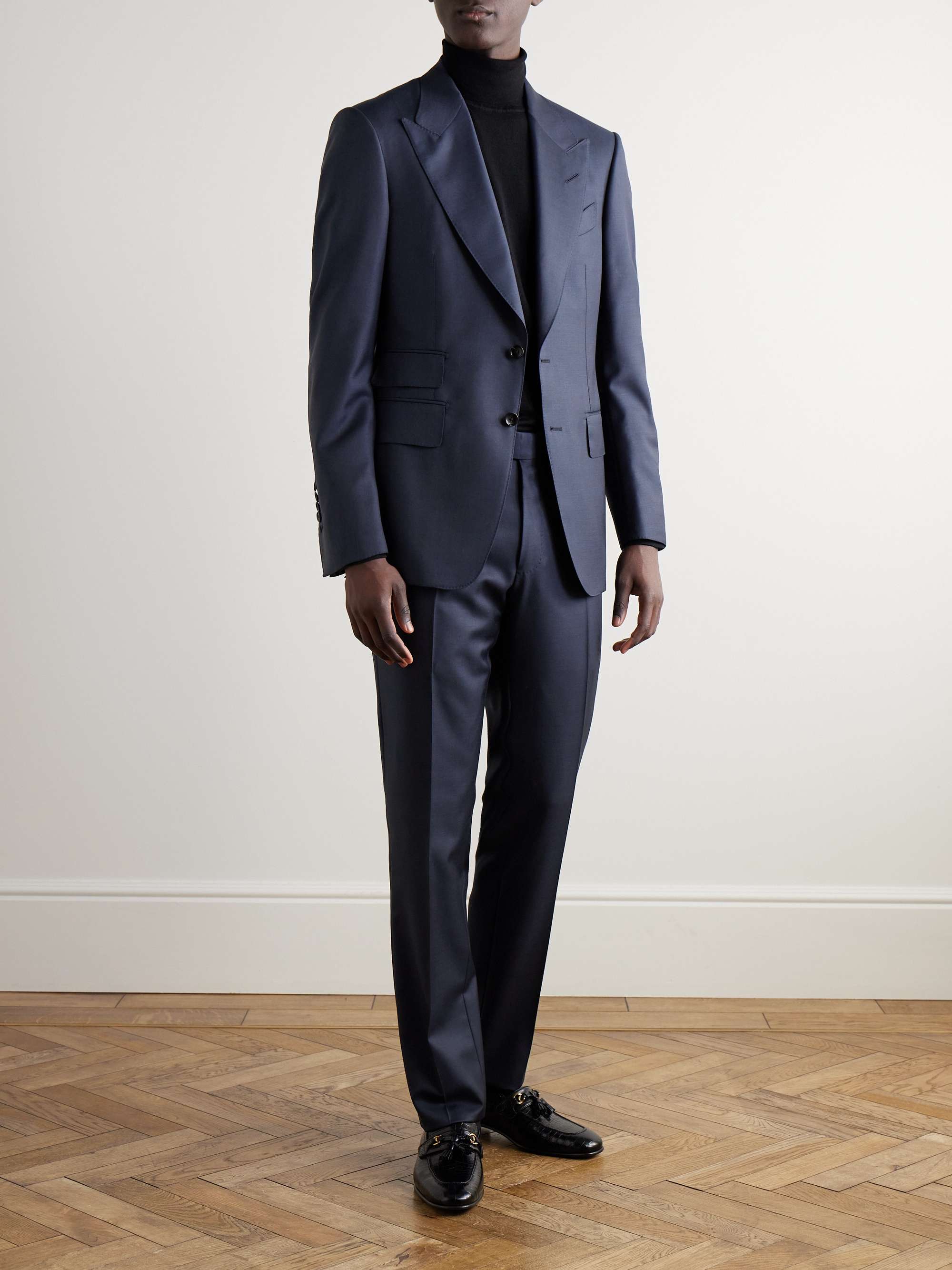 Shelton Straight-Leg Sharkskin Wool Trousers view
