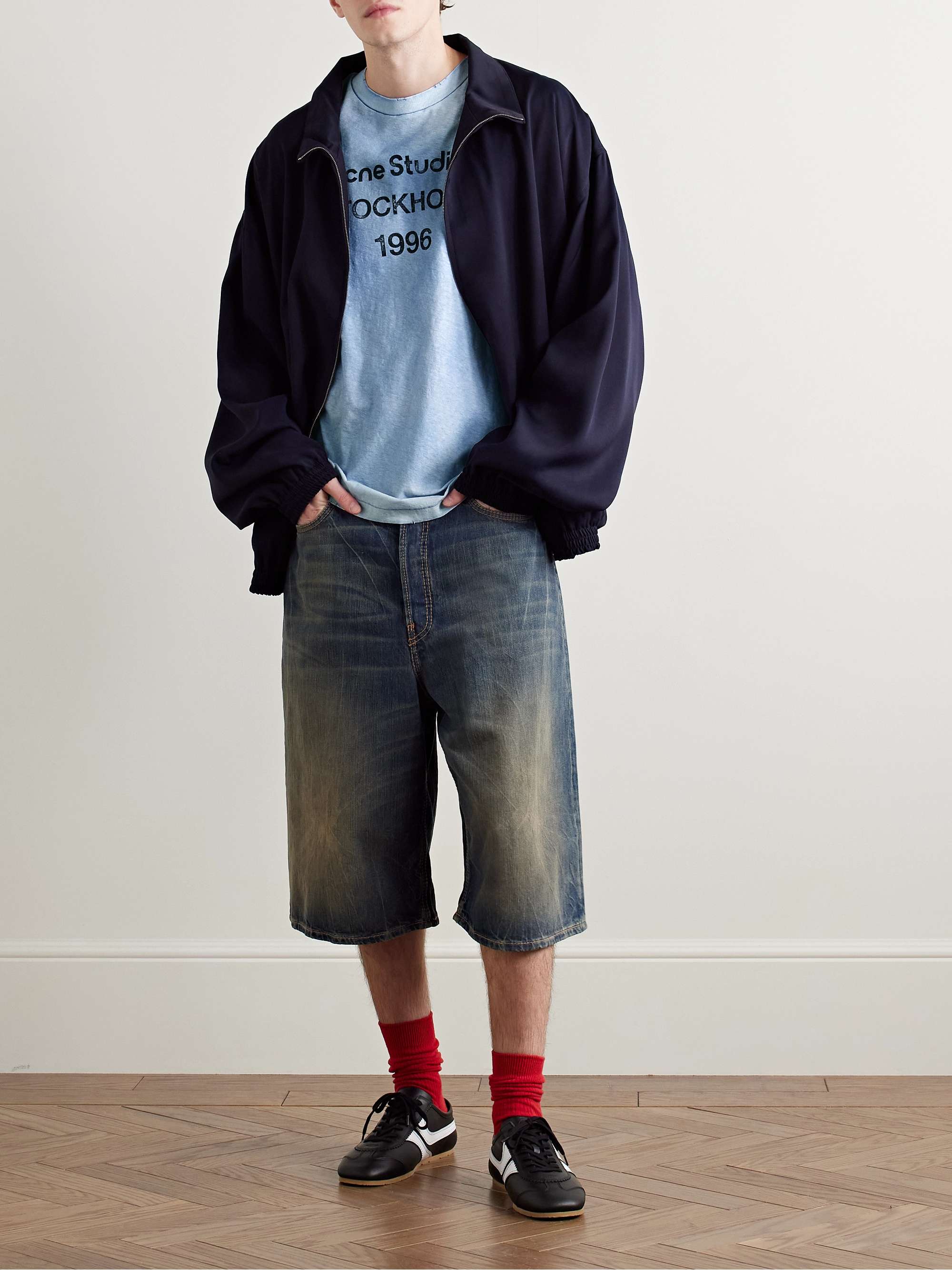 Exford Distressed Logo-Print Cotton and Hemp-Blend Jersey T-Shirt view