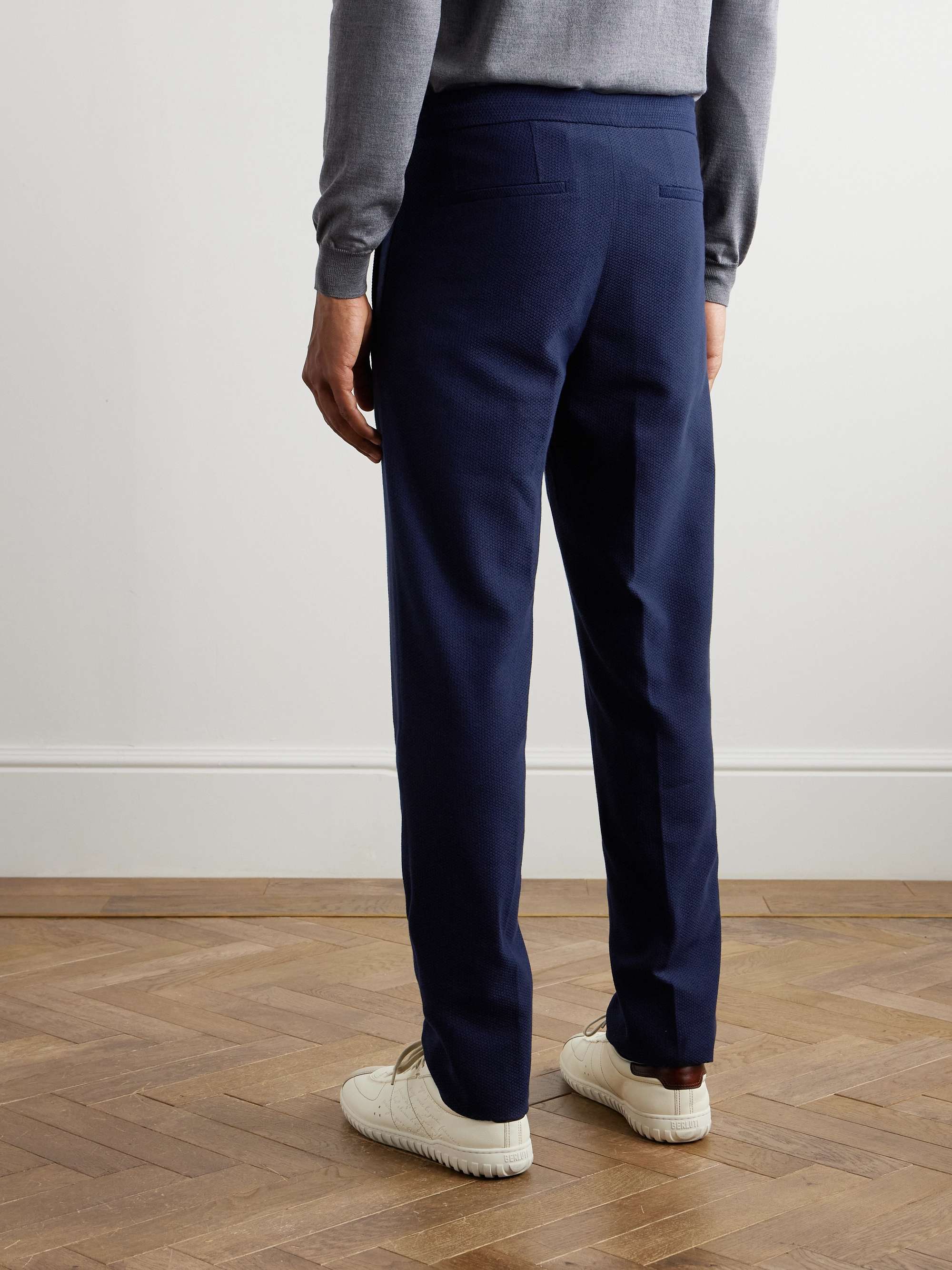 Zanone Slim-Fit Straight-Leg Pleated Cotton Trousers view