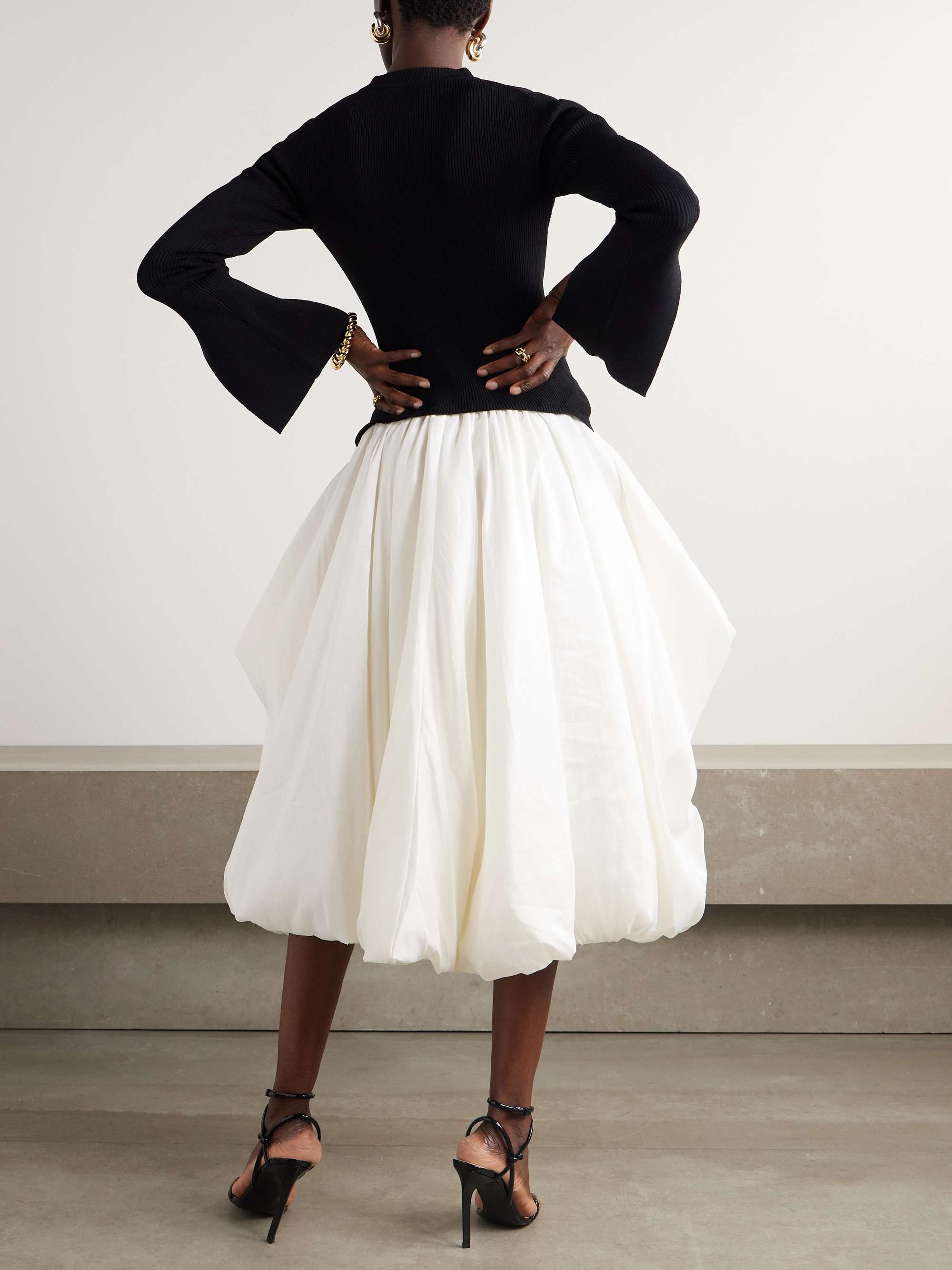 Kenlie ribbed-knit and taffeta midi dress view
