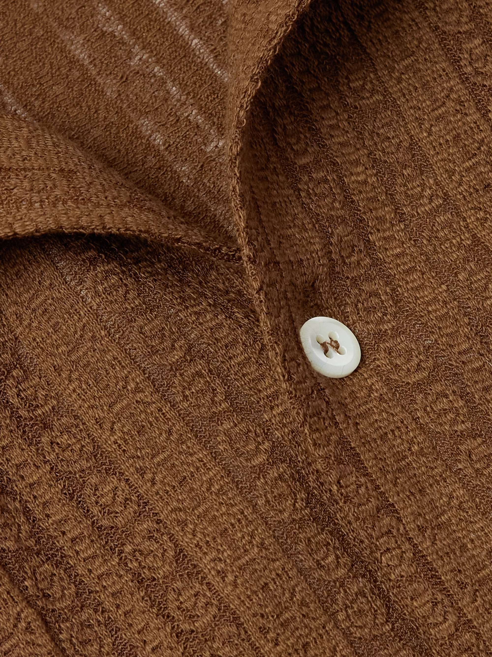 Ripley Camp-Collar Pointelle-Knit Organic Cotton-Blend Shirt view