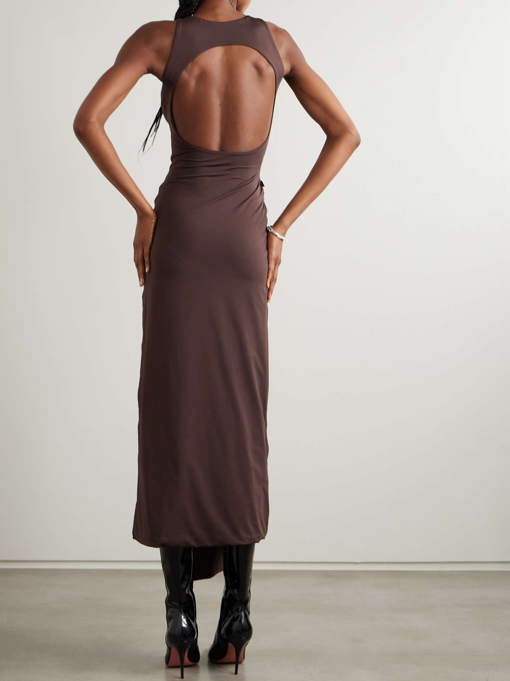 Tirso open-back appliquéd knotted stretch-jersey midi dress view