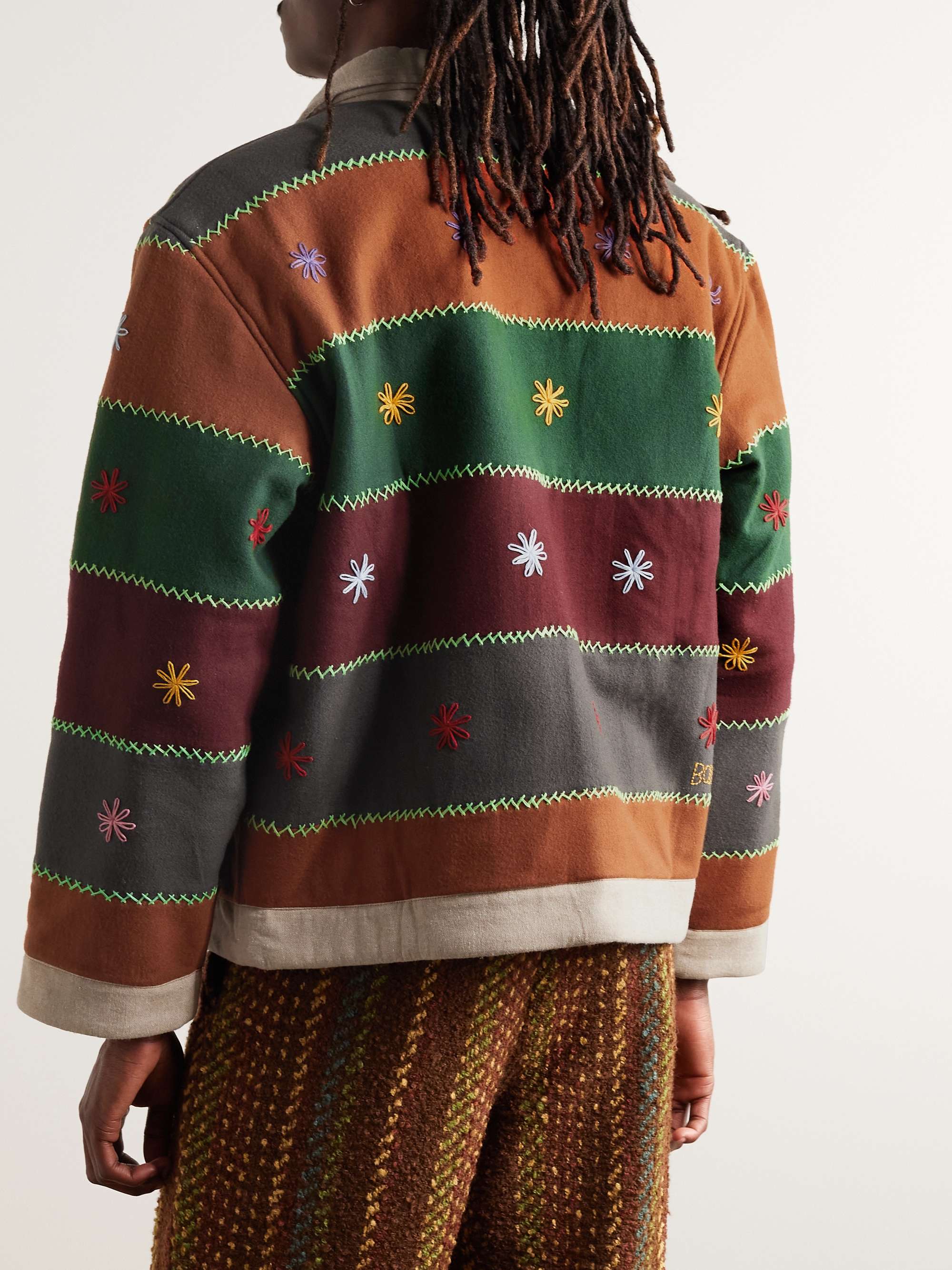 Embroidered Patchwork Wool-Blend Jacket view