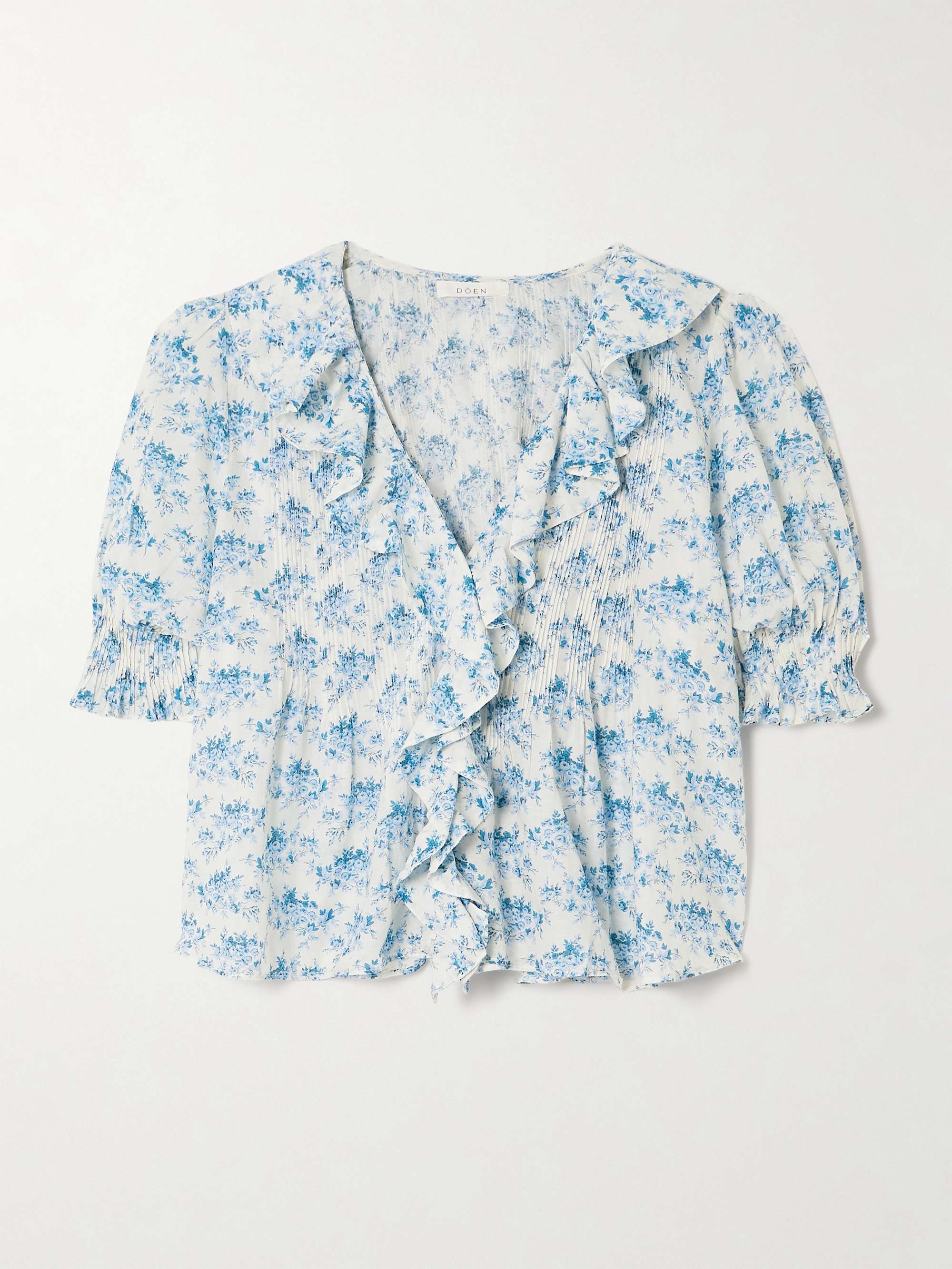 Henri ruffled pintucked floral-print organic cotton-voile top hero visual