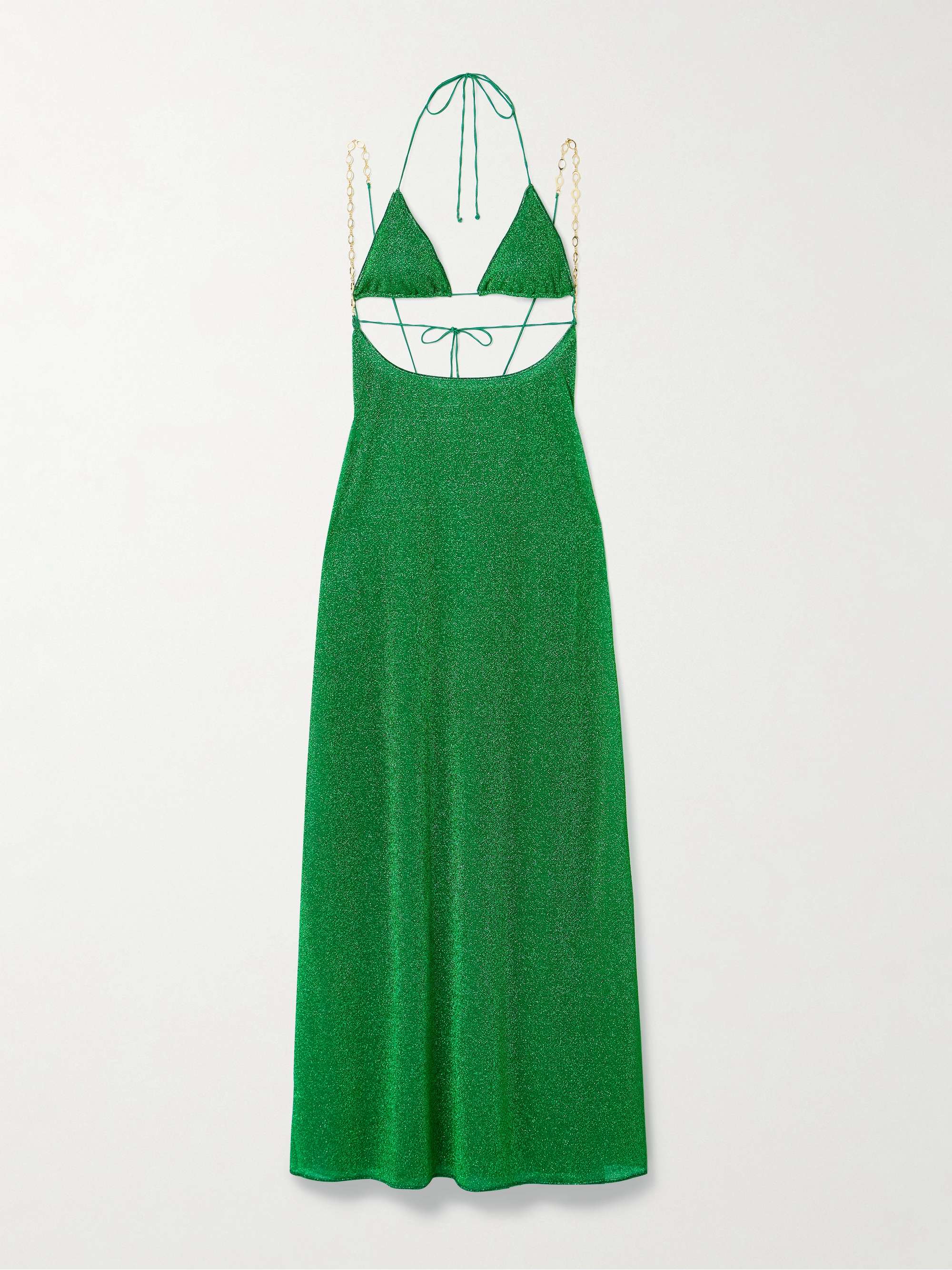 Lumière cutout chain-embellished metallic stretch-knit maxi dress hero visual