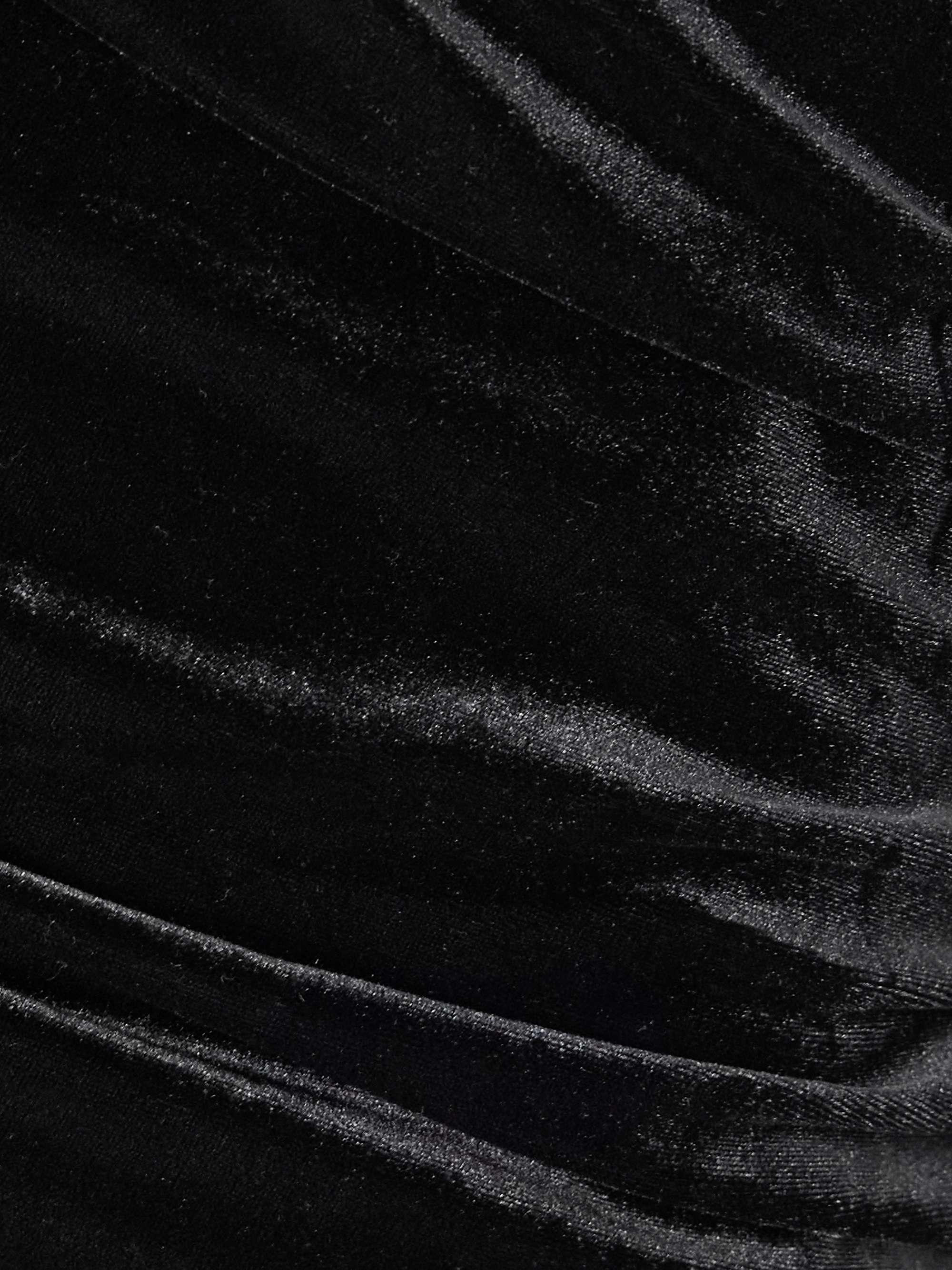 Asymmetric ruched recycled-velvet midi dress view