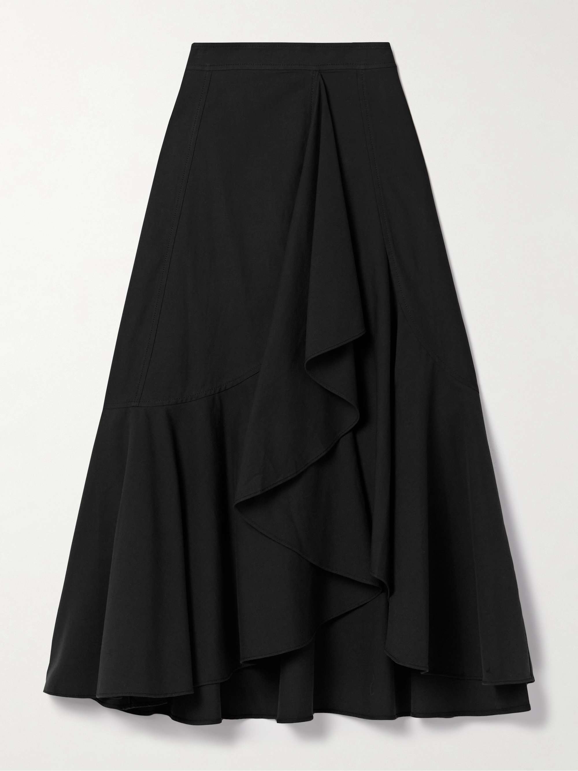 Sabina wrap-effect draped cotton and TENCEL™-blend twill midi skirt hero visual