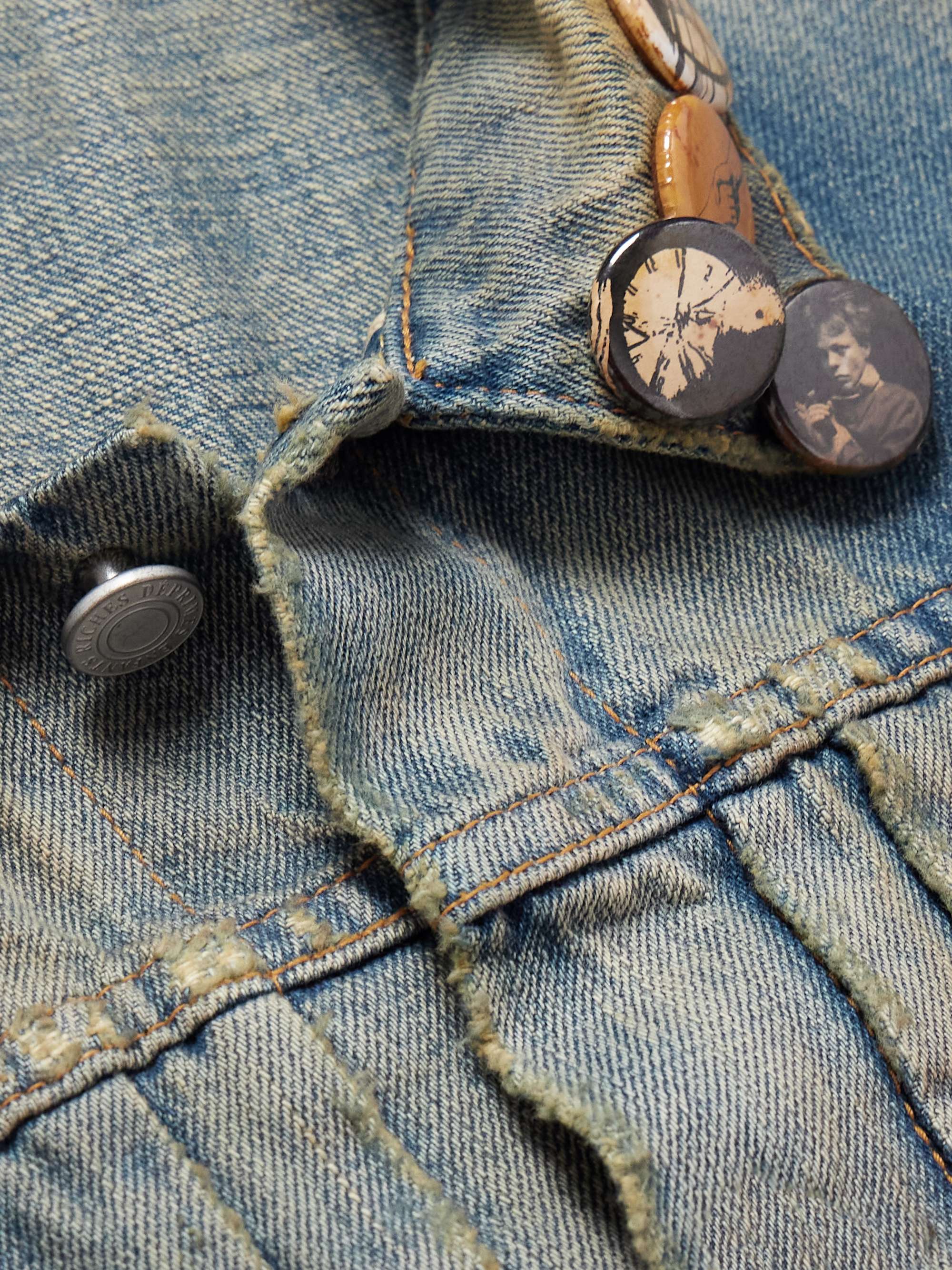 Appliquéd Distressed Panelled Denim Jacket view
