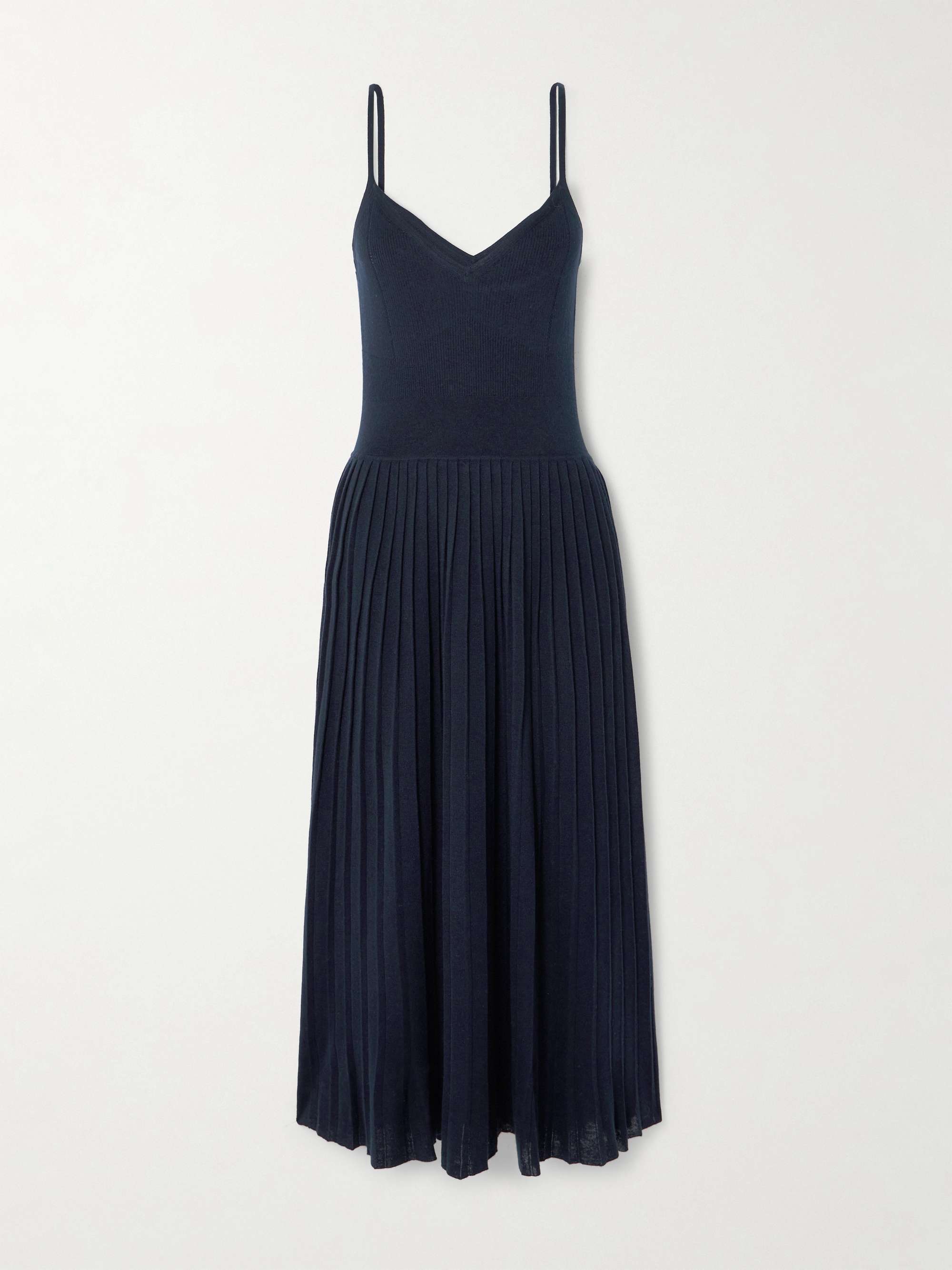 Ribbed silk and organic cashmere-blend midi dress hero visual
