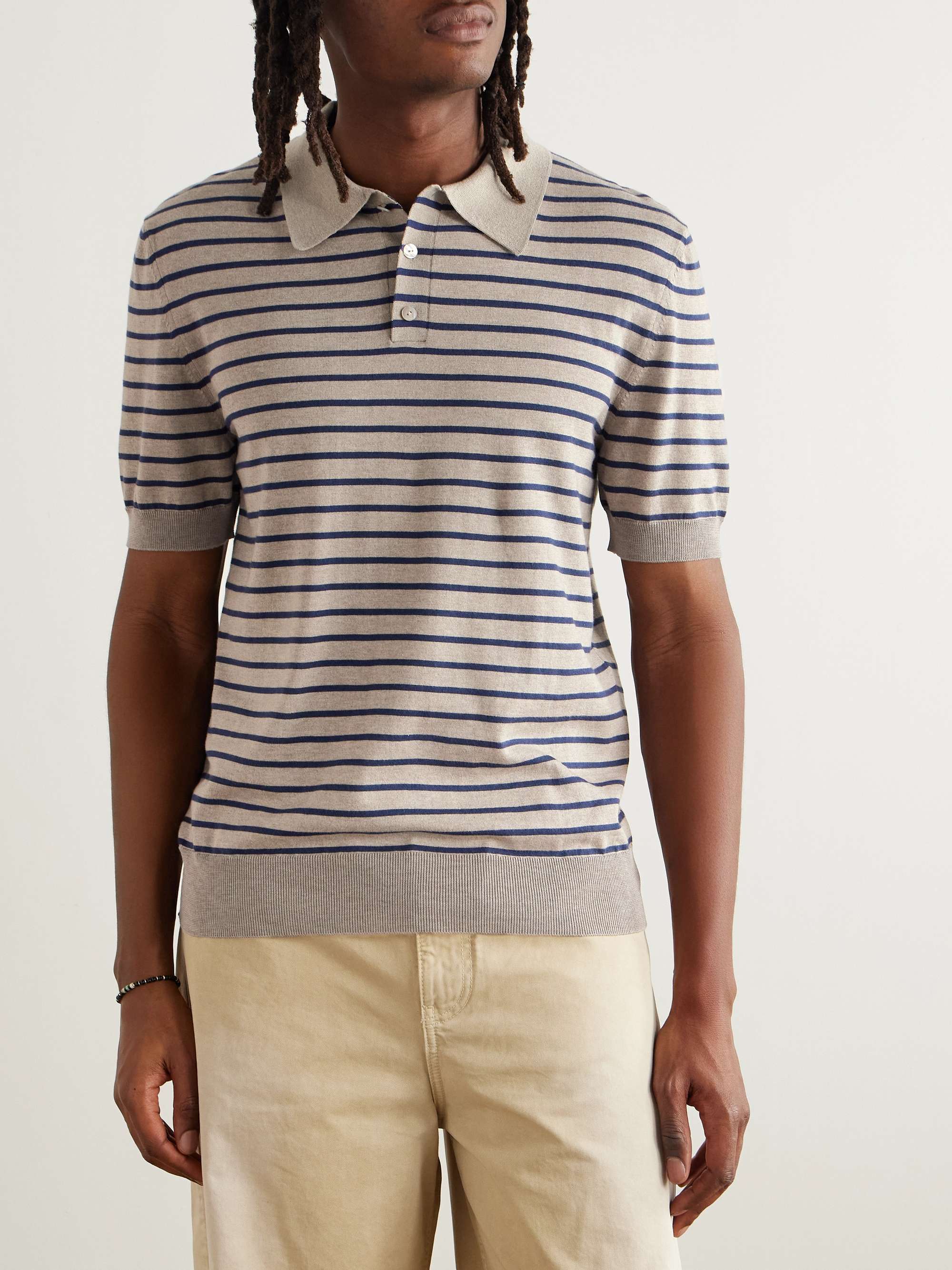 + Paula's Ibiza Slim-Fit Striped Cotton-Blend Polo Shirt view