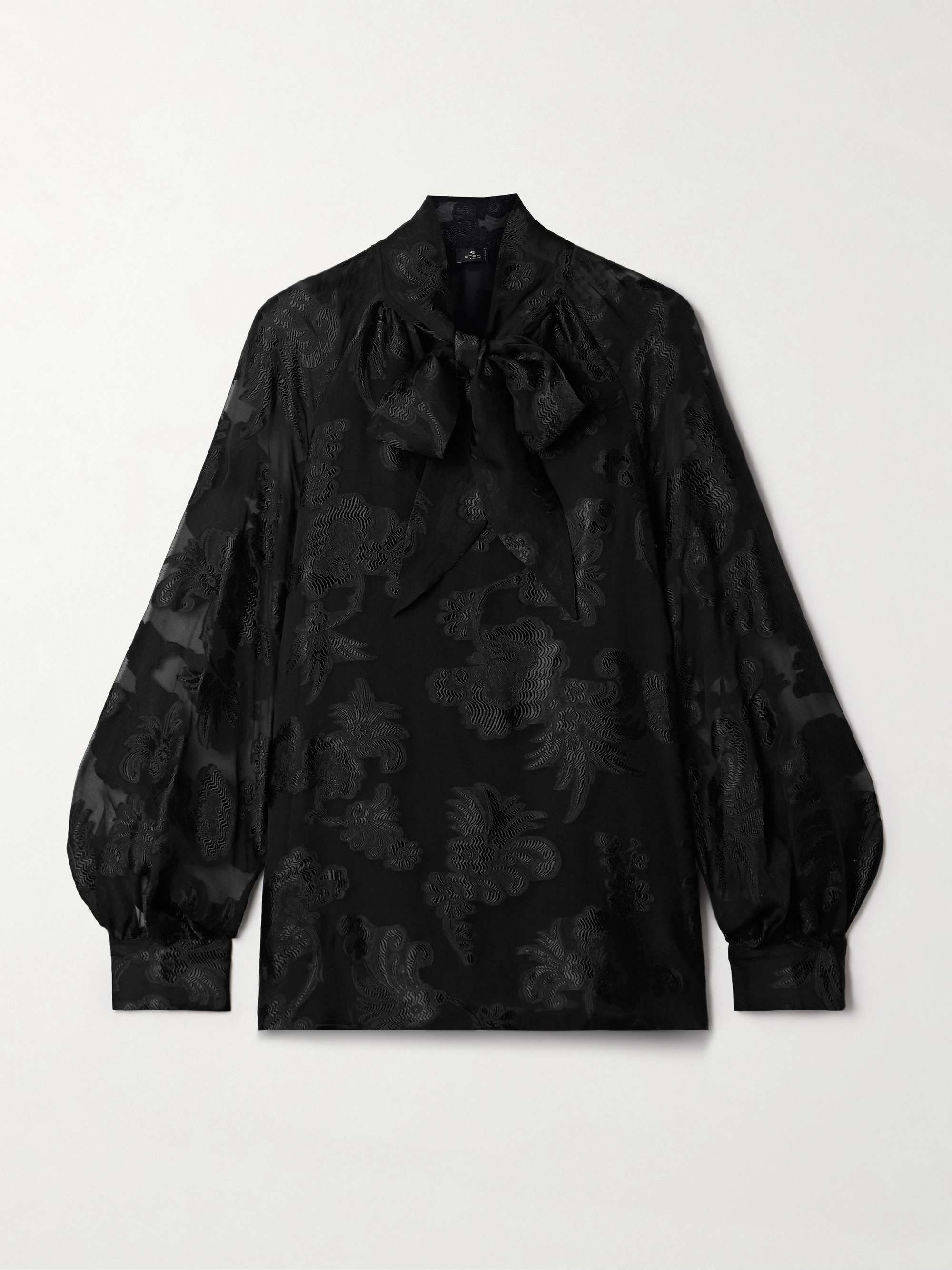 Tie-detailed chiffon-jacquard blouse hero visual