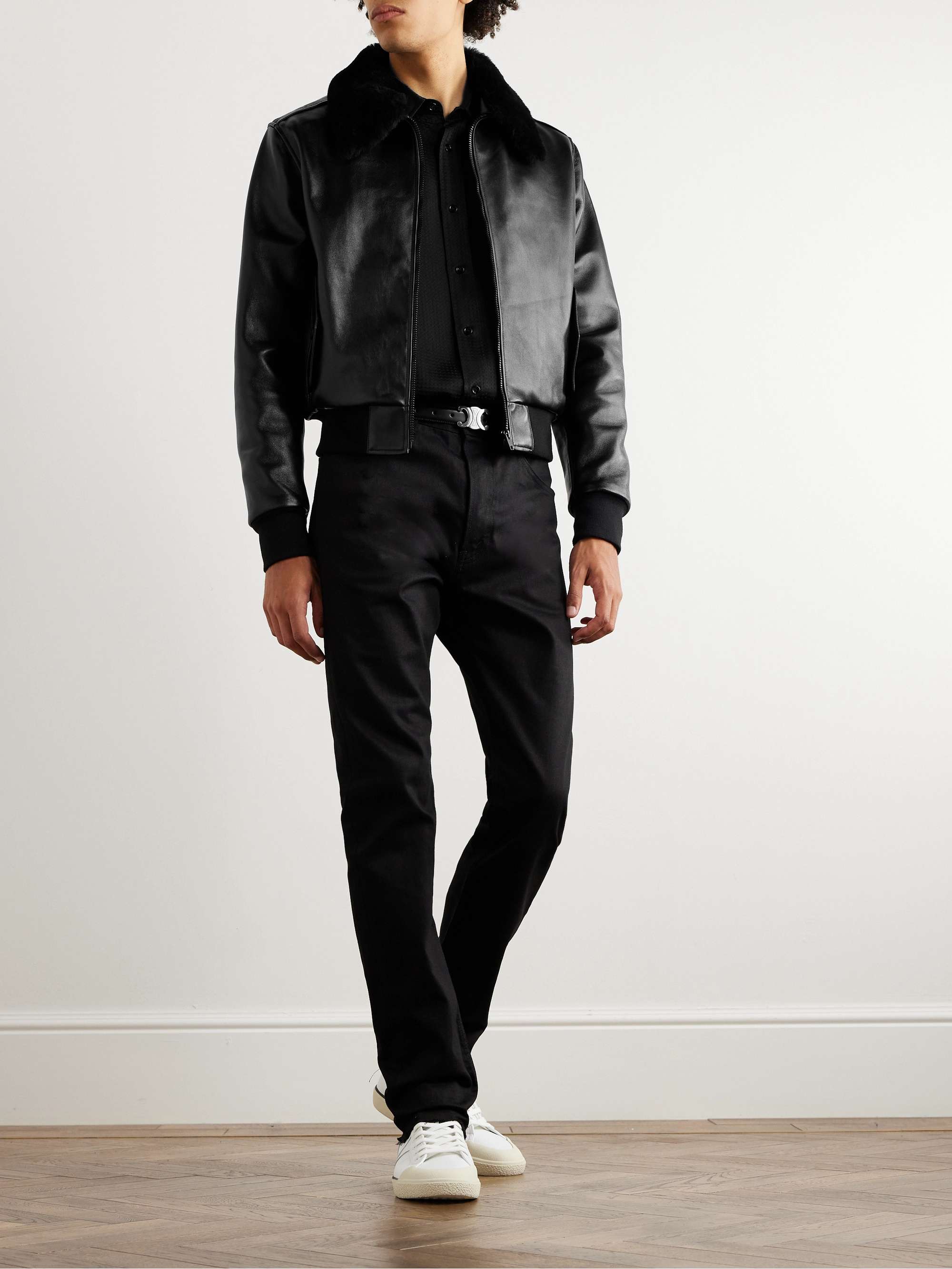 Shearling-Lined Leather Jacket view