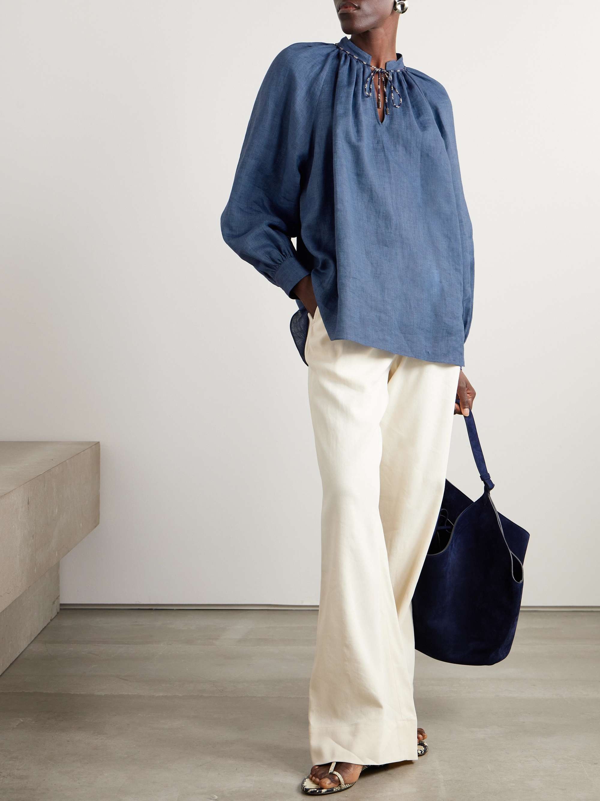Linen-chambray blouse view