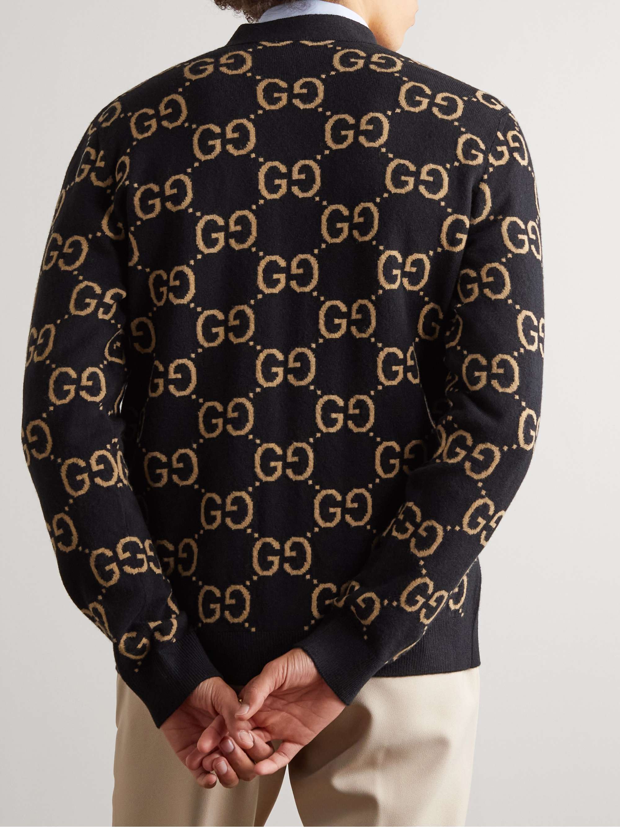 Monogrammed Wool-Jacquard Cardigan view